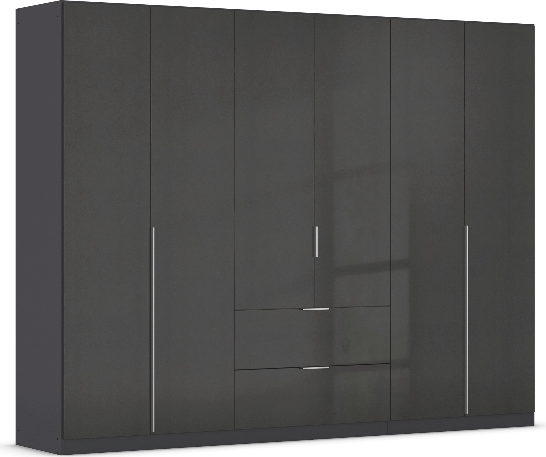 OTTO home Drehtürenschrank "Kleiderschrank Schrank Garderobe AGORDO mit Dekor- oder Hochglanzfront" in zwei Griff-Farben, Breite 271 cm, mit Außenschubkästen, Serie in 7 Breiten und 2 Höhen MADE IN GERMANY