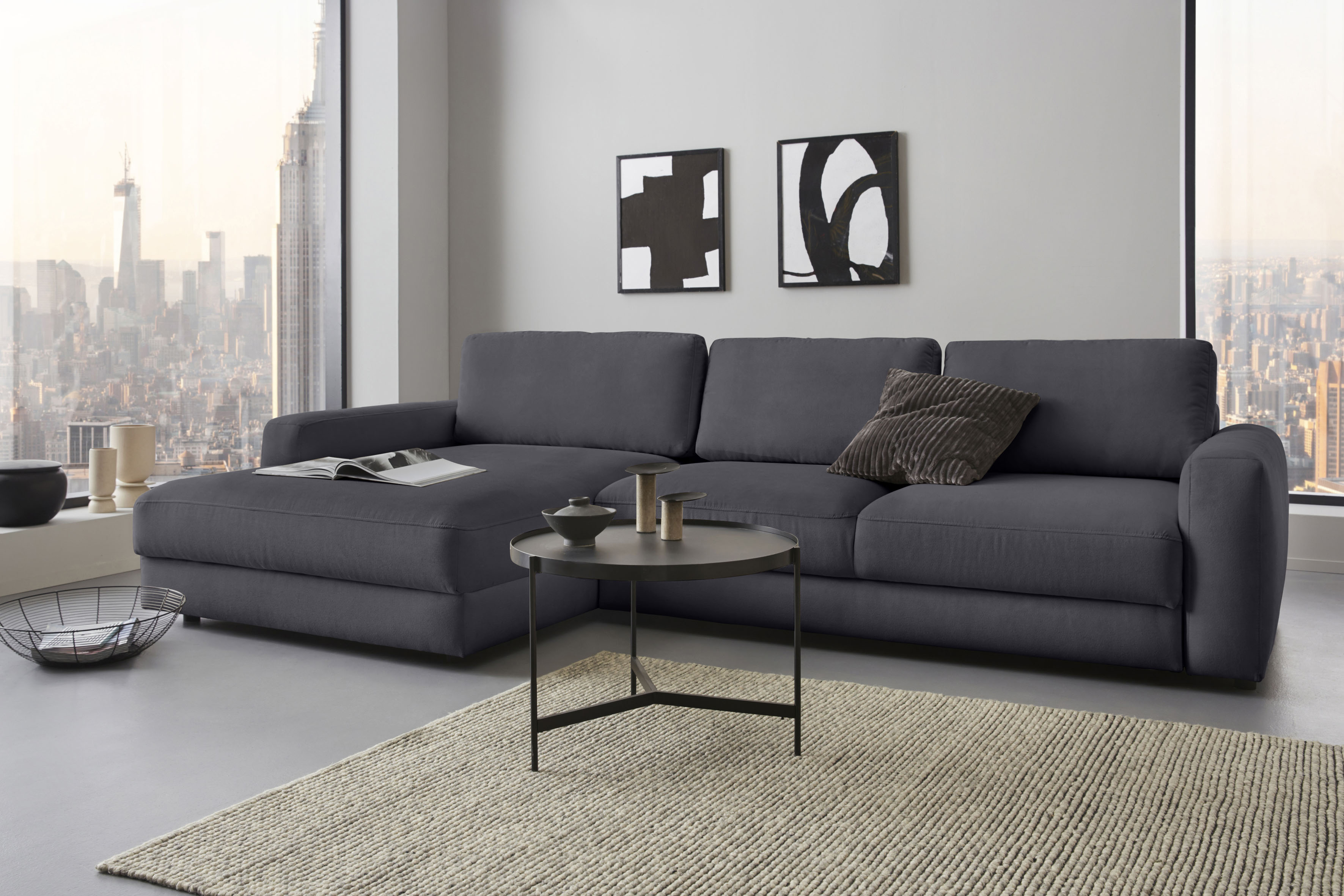 Home affaire Ecksofa "Bloomfield, bequem und elegant, Breite 303cm, L-Form" wahlweise mit Bettfunktion und Bettkasten, Unser Dauertiefpreis