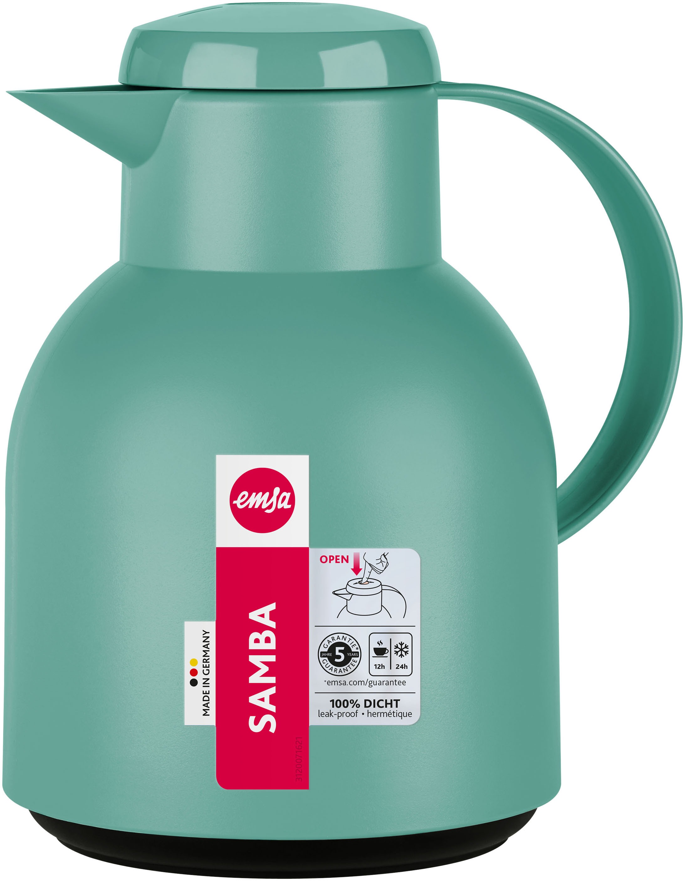 Emsa Isolierkanne "Samba" 1 l zeitloses Design, einfacher Knopfdruck, 24h k günstig online kaufen
