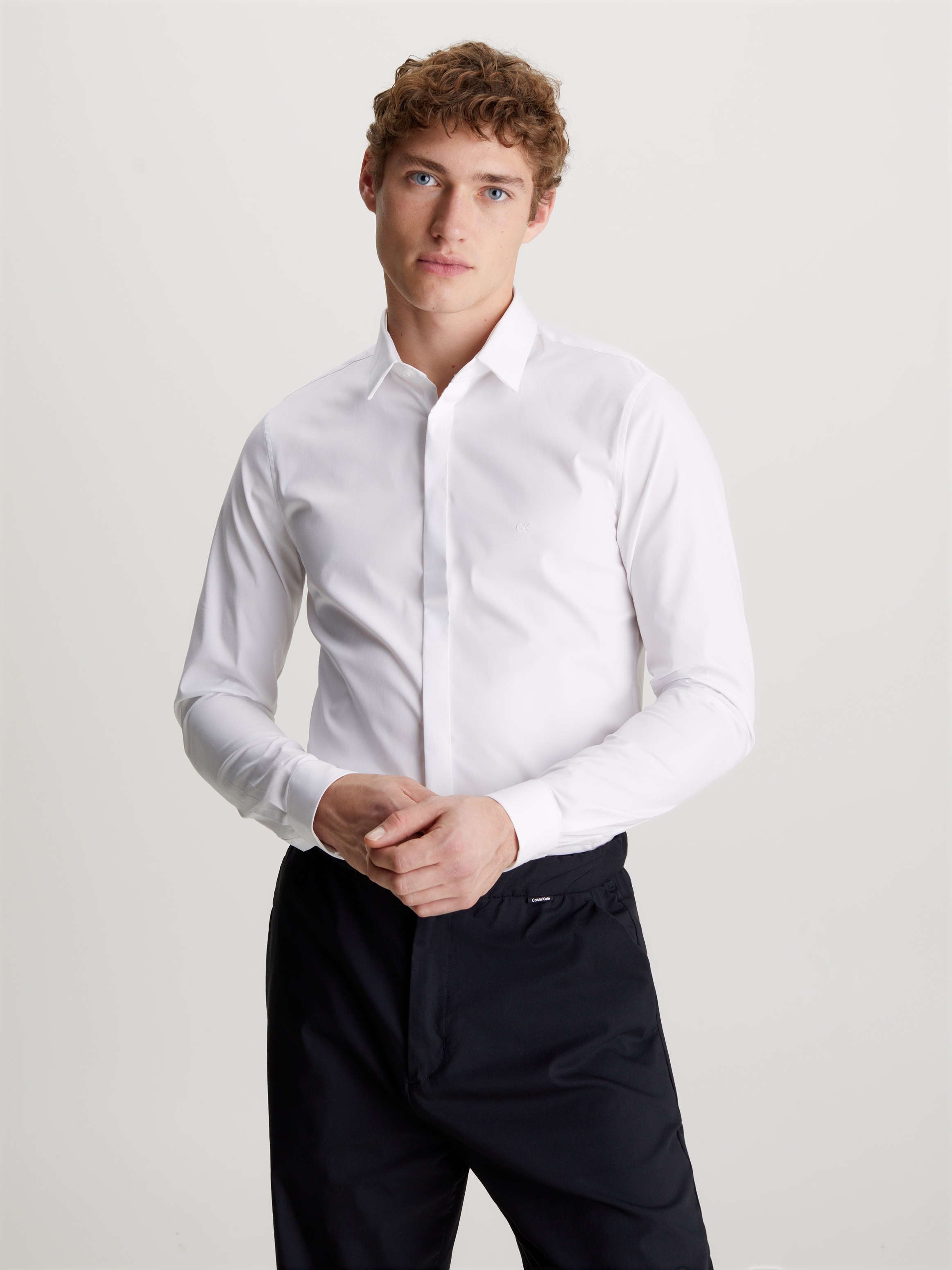 Calvin Klein Langarmhemd "POPLIN HP EXTRA SLIM SHIRT", mit Logostickerei günstig online kaufen