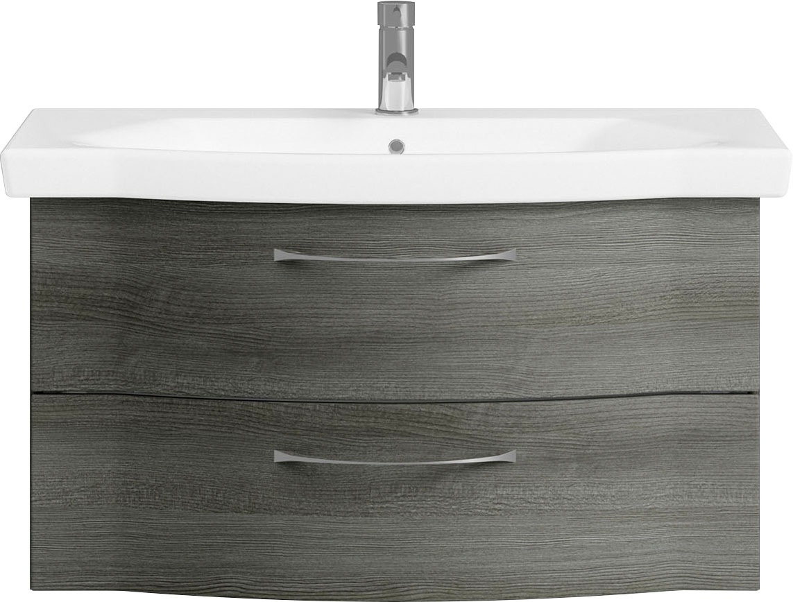 Saphir Badmöbel-Set »6005 Sprint 3-teilig, Keramik-Waschtisch mit LED-Spiegelschrank«, (4 St.), Unterschrank, inkl. Türdämpfer, 4 Türen, 3 Schubladen, Bad-Set