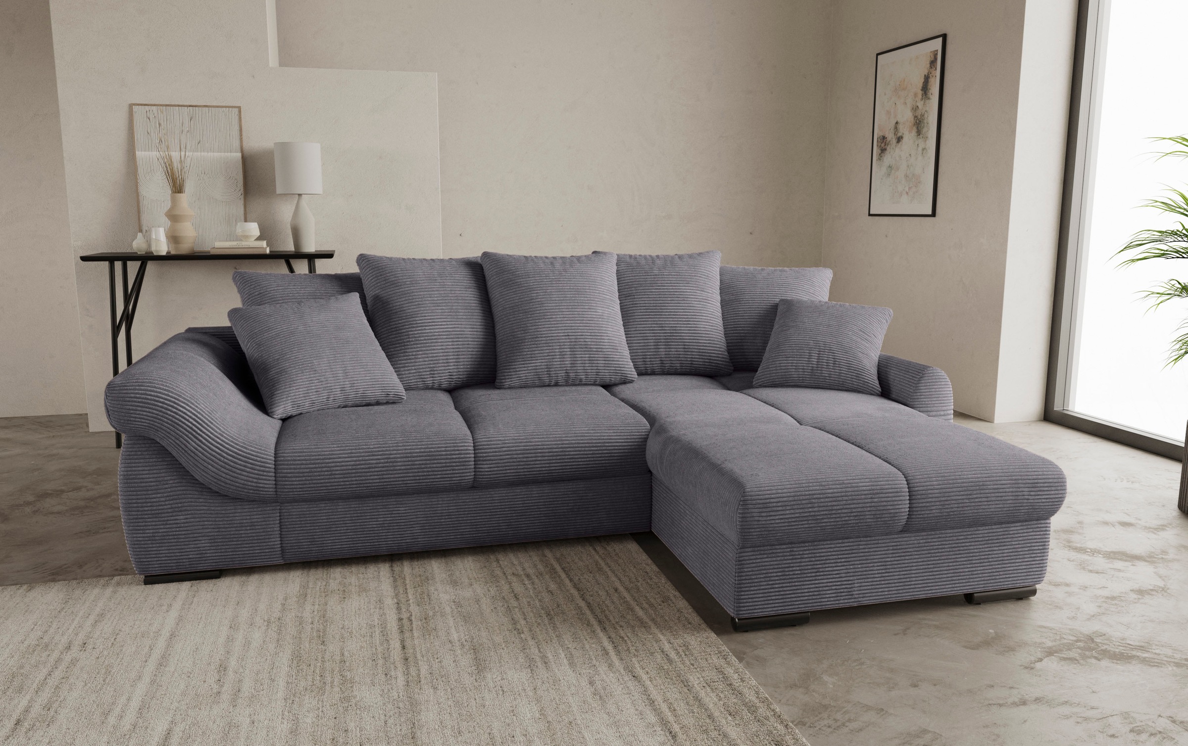 Mr. Couch Ecksofa »Livorno DuraFlex L-Form«, inkl. Hochschläfer-Bettauszug, XL-Bettkasten weiß beschichtet