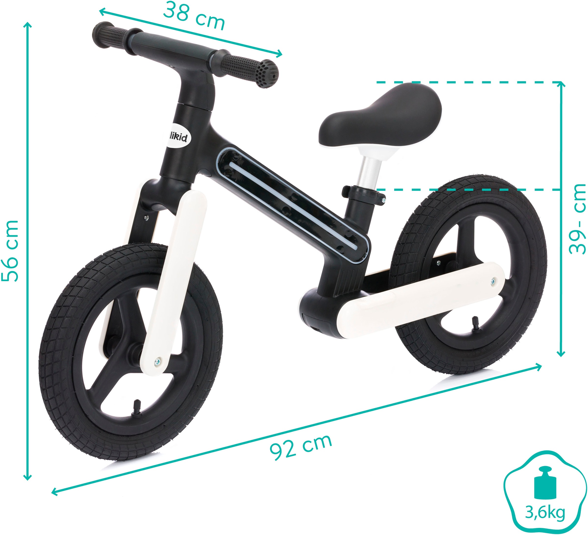 Fillikid Laufrad »Balance Bike Flash schwarz«, mit Luftreifen