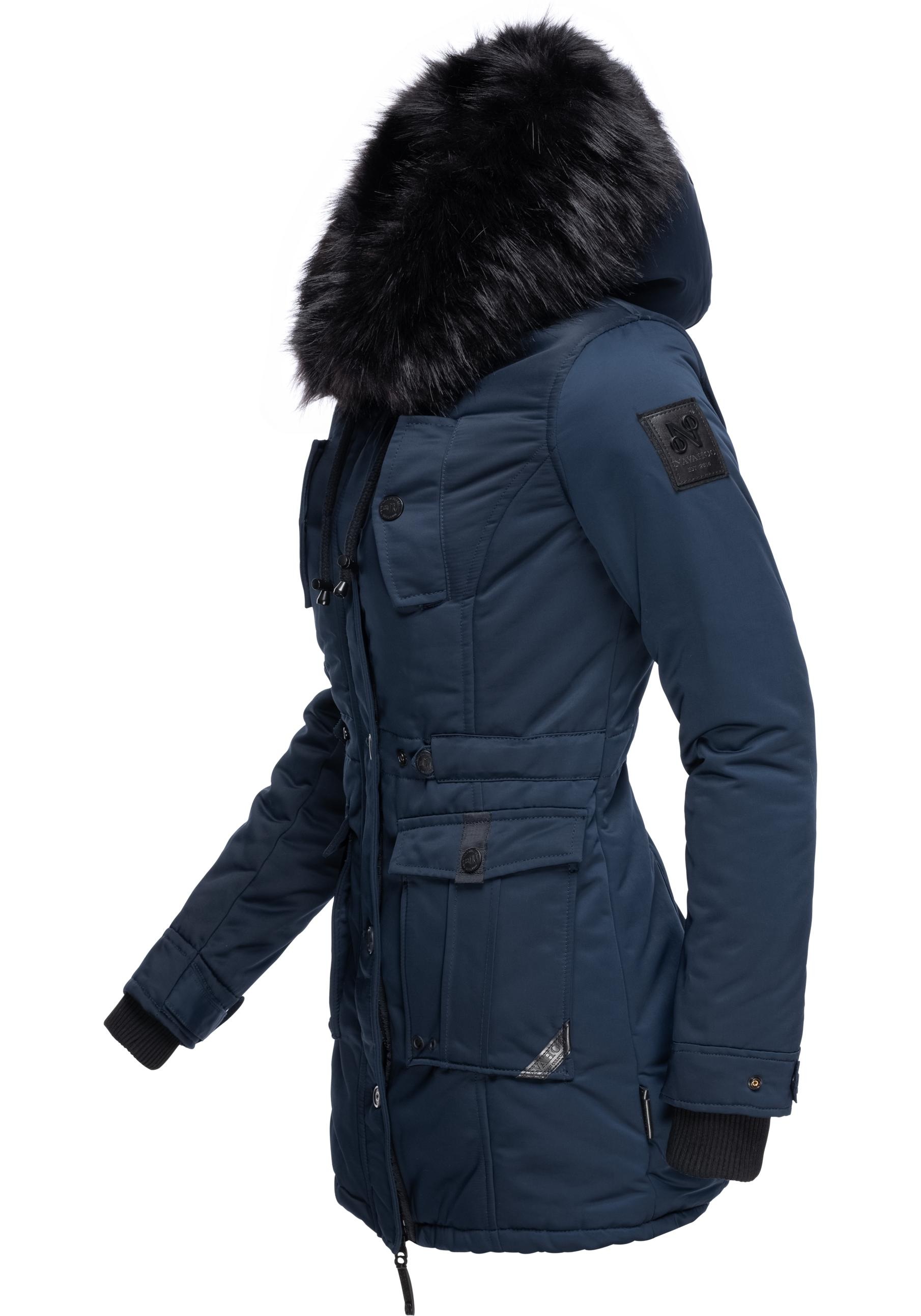 Navahoo Wintermantel »Luluna Prc«, edler Parka mit großer Kunstfellkapuze