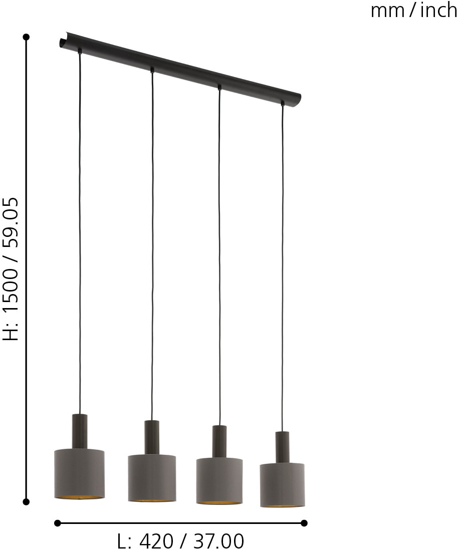 EGLO Hängeleuchte »CONCESSA 1 Pendellampe, Stahl, Textil, E27, IP20, Esstischlampe, Lampe« E27 1 Stk. Hängelampe mit Textil - für Esszimmer, Küche oder Wohnzimmer