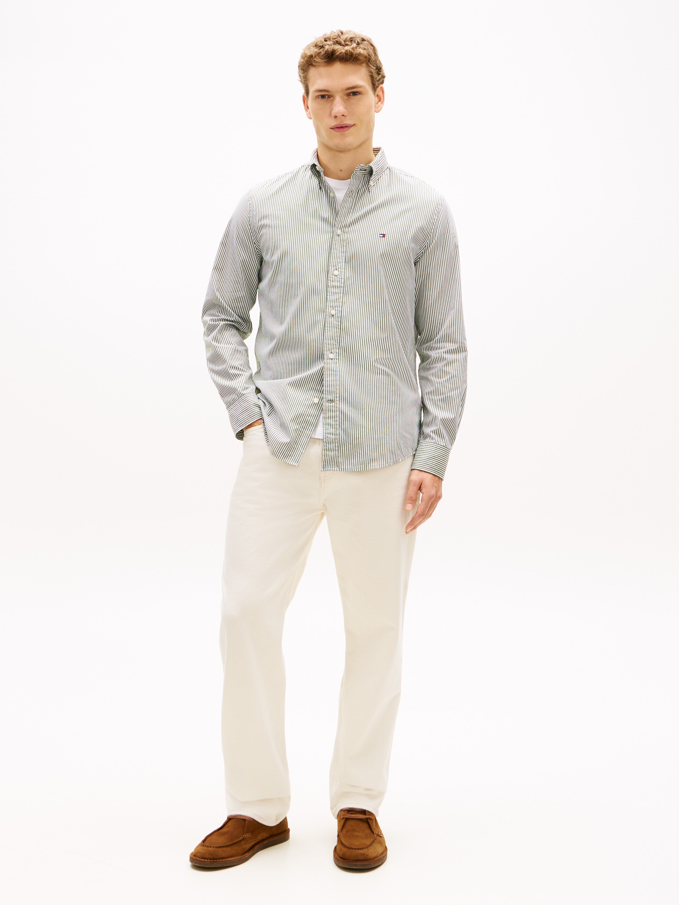 Tommy Hilfiger Langarmhemd »CORE FLEX POPLINE CLASSIC STRIPE« regular fit, Button-down-Kragen, feine Streifen