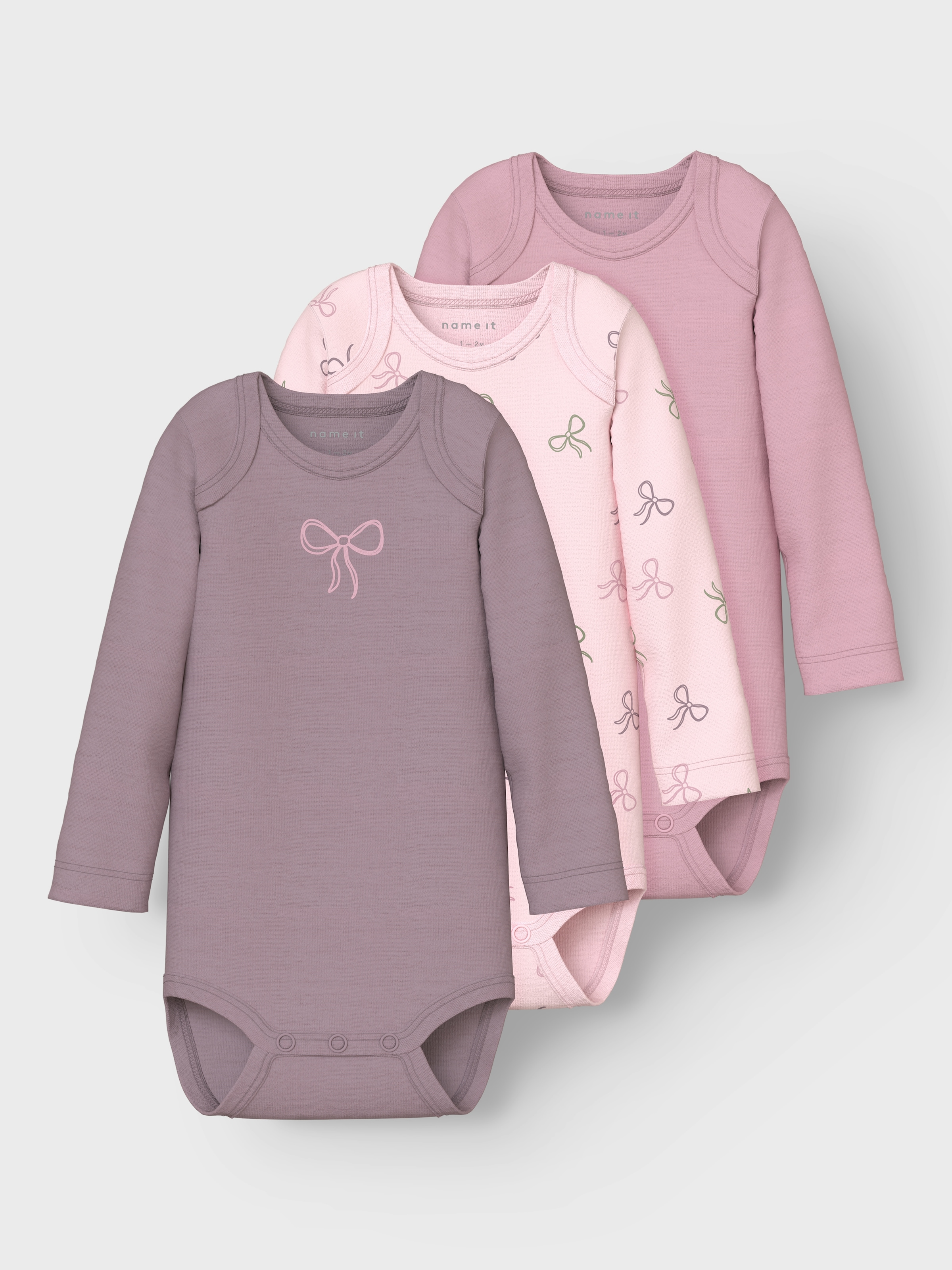 Name It Langarmbody »NBFBODY 3P LS BARELY PINK BOW NOOS«