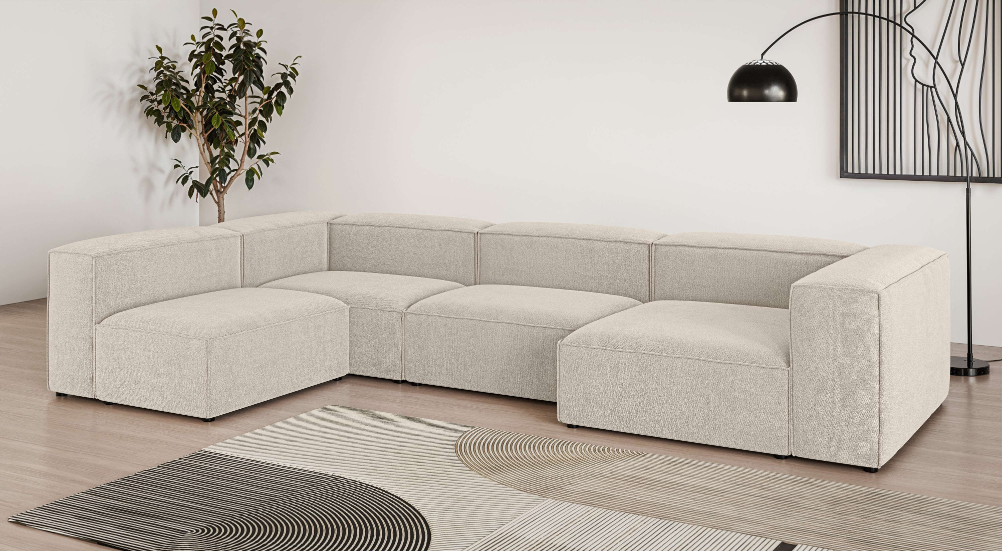 OTTO home Wohnlandschaft "HAILY U-Form mit Ottomane links/rechts, Maße B/T/H: 360/200/72 cm" als Modul oder separat verwendbar, für individuelle Zusammenstellung