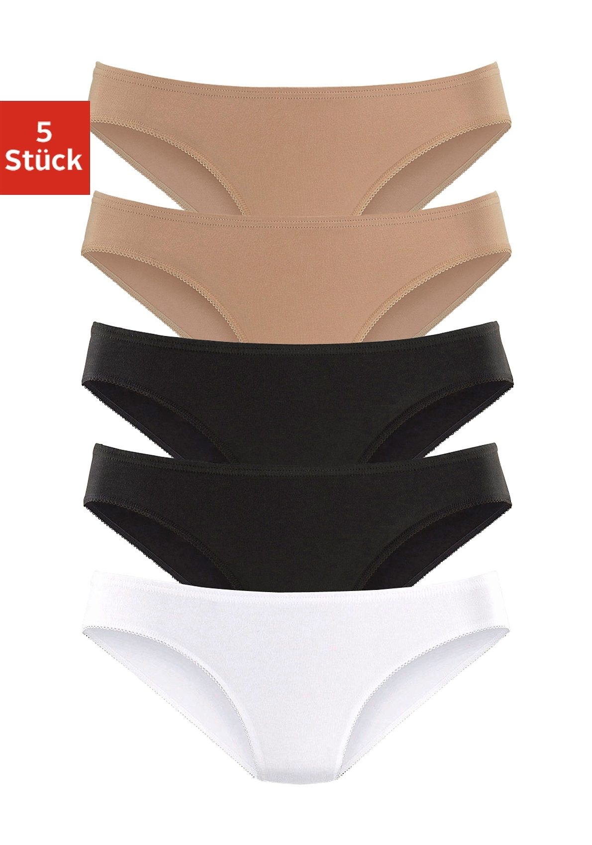 petite fleur by Lascana Bikinislip 5er-Pack, aus elastischer Baumwoll-Qualität