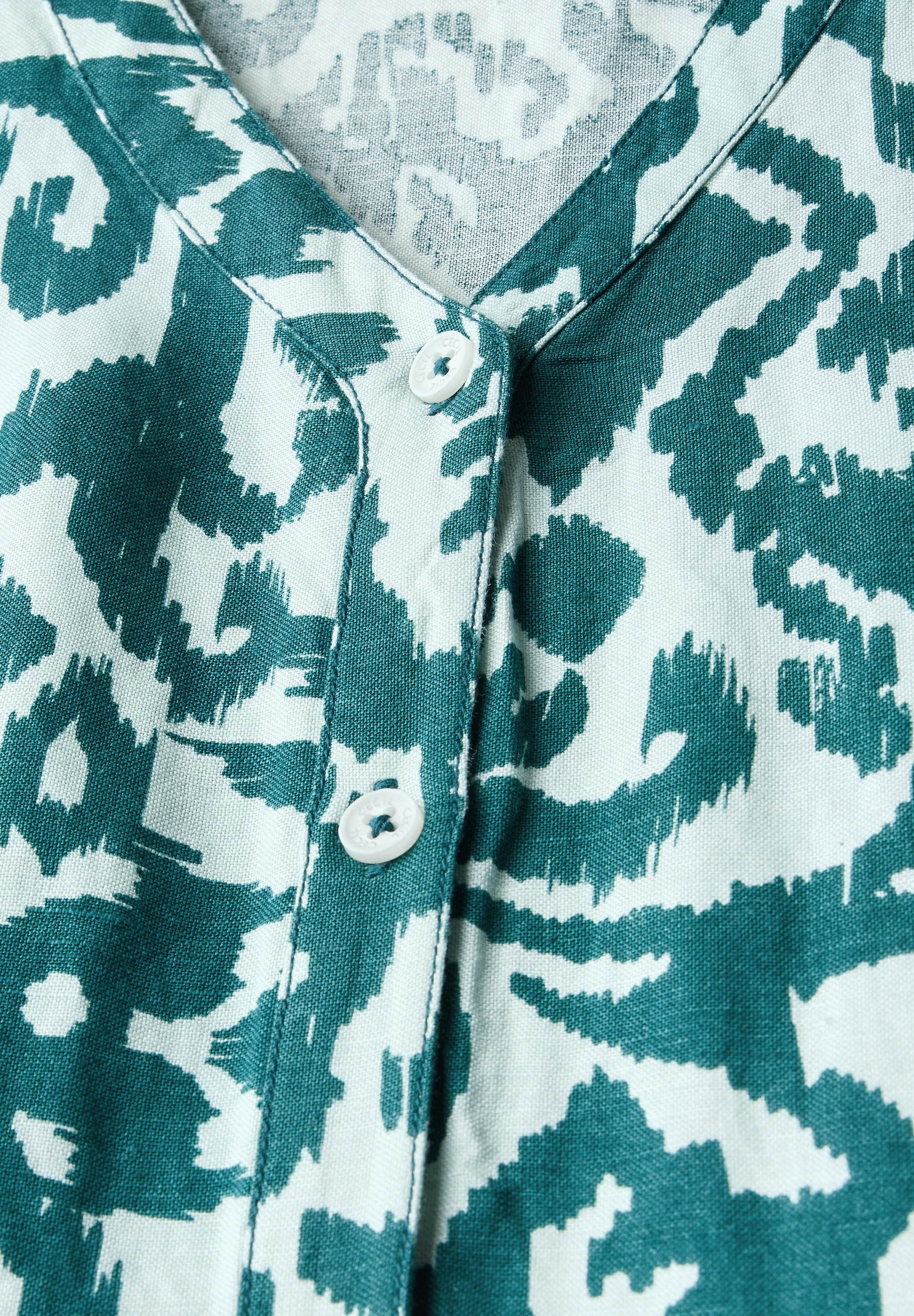 Midikleid CECIL, Damen, Gr. M (40), US-Größen, grün (grün lagoon), Stoff, 55% Leinen, 45% Viskose, gemustert, comfort fit wadenlang, V-Ausschnitt, Bündchen, Kleider Midikleid, mit allover Print 3