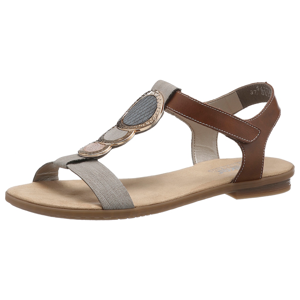 Rieker Riemchensandale, Sommerschuh, Sandalette, Blockabsatz, mit angesagtem Schmuckelement