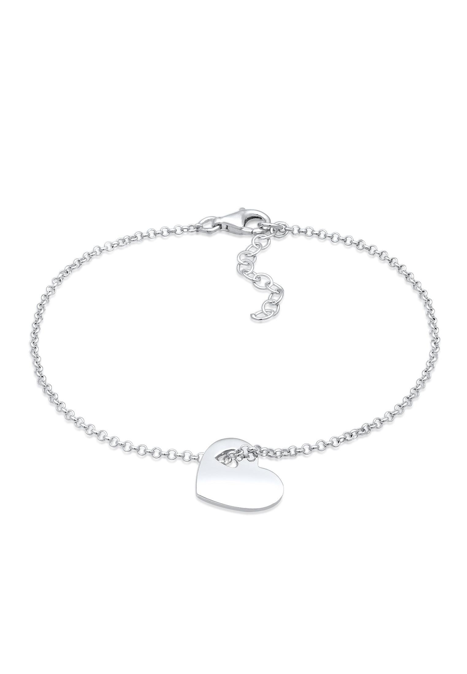 ELLI Heart Pendant Bracelet Silver 16cm