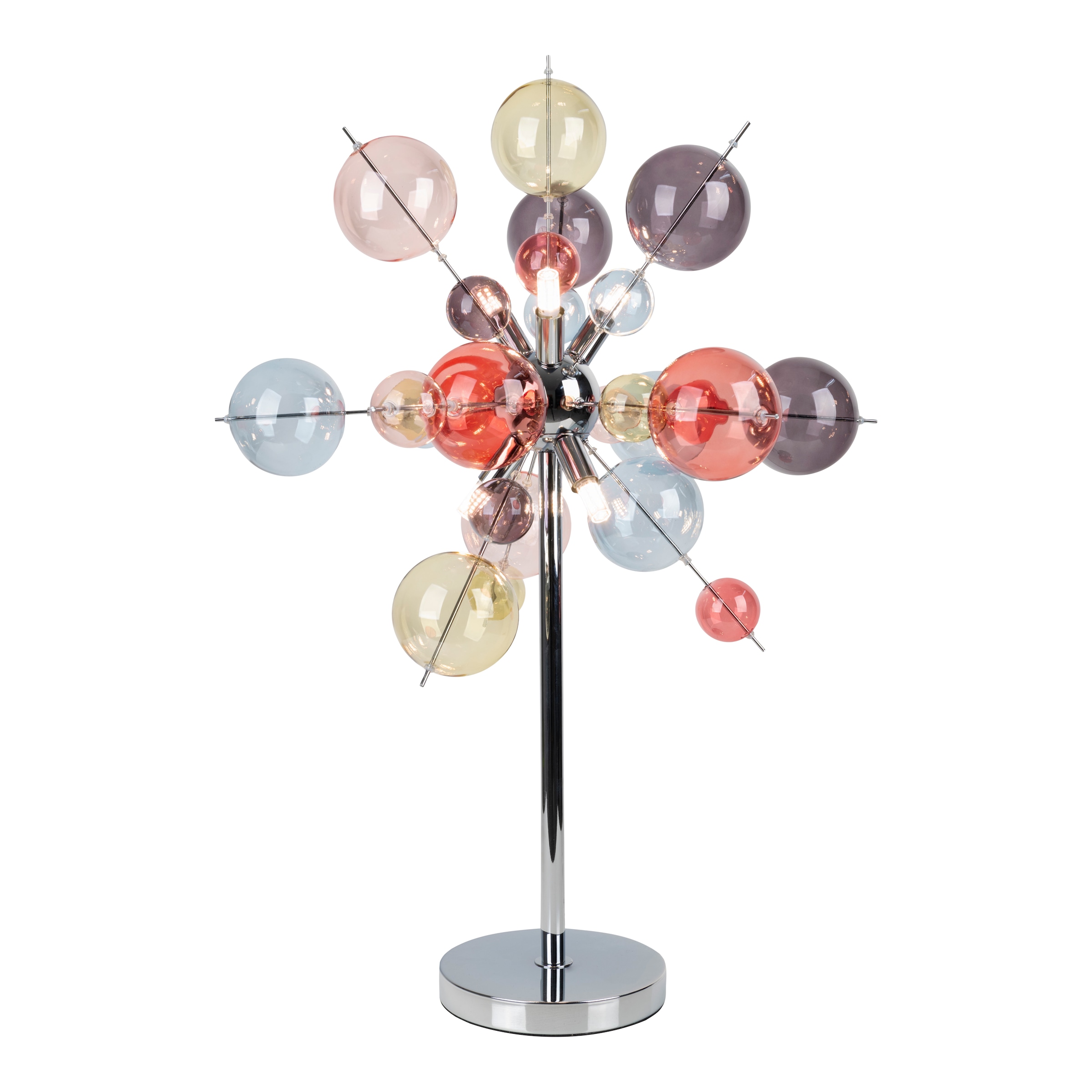 näve Tischleuchte »Explosion« G9 1 Stk. chrom, exkl. 6x G9, pastellfarbene Gläser 9cm und 5cm, Schnurschalter