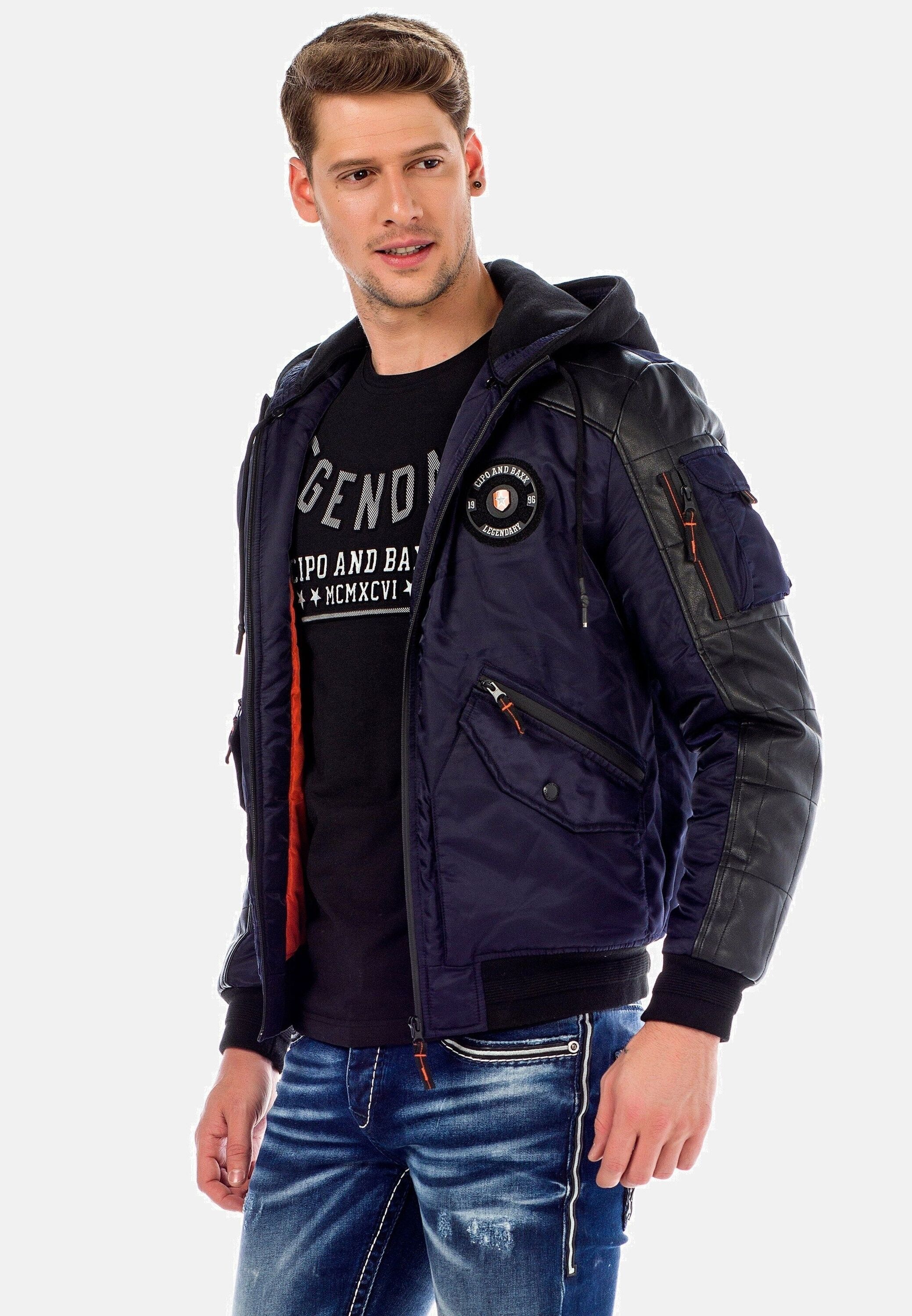 Cipo & Baxx Bomberjacke »Jacke«, mit Kapuze, mit abnehmbarer Kapuze, CM-134
