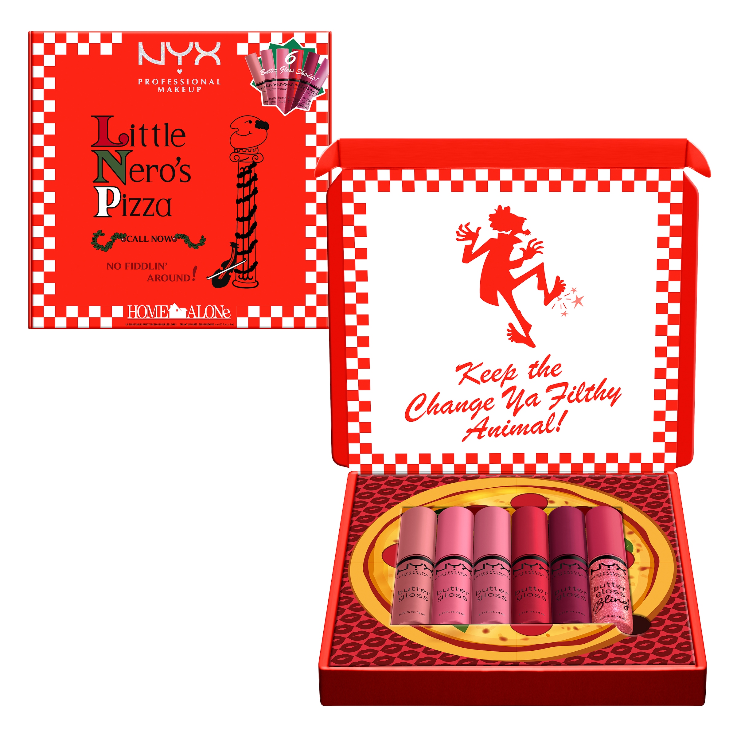 NYX Lipgloss-Set »Little Nero's Pizza«, (Spar-Set, 6 tlg.), Butterweiche Textur für geschmeidige, glänzende Lippen