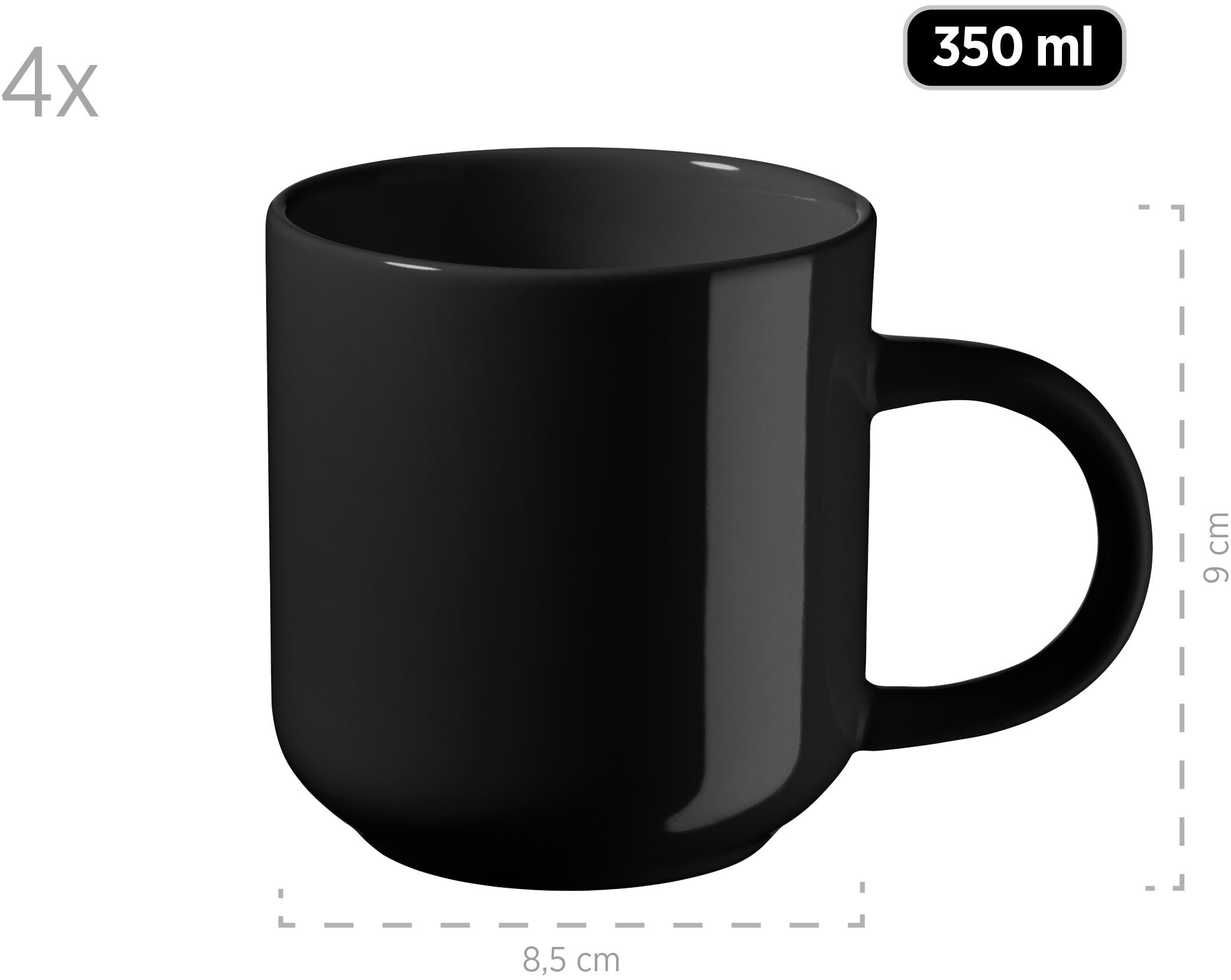 my home Kombiservice »Kosima«, (Set, je 4 Teller flach, 4 Desserteller, 4 Schüsseln, 4 Kaffeebecher), 16 Teile, Geschirrset für 4 Personen