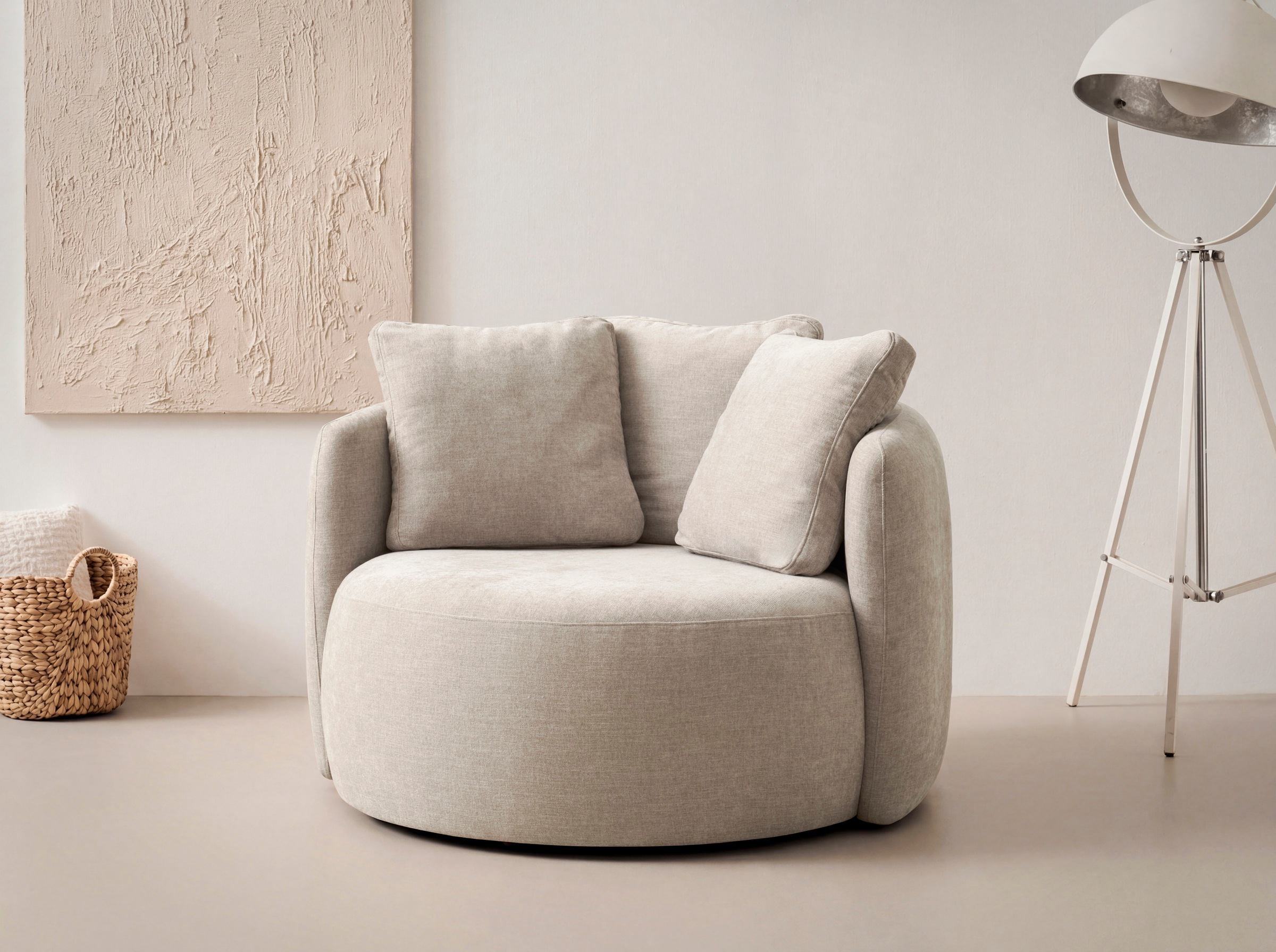 OTTO home Sessel "Kaarl, moderner Rundsessel, Loungesessel, Loveseat" Webstoff, in fünf Farben, inkl. Rückenkissen, zeitloses Design