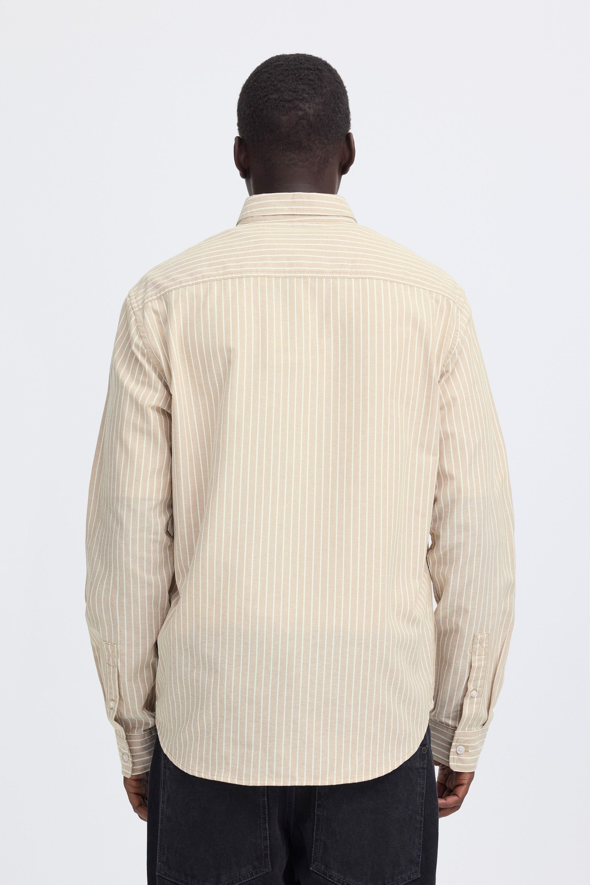Langarmhemd BLEND "Langarmhemd BHAdas", Herren, Gr. L, N-Gr, beige (cornstalk), Obermaterial: 65% Baumwolle CO. 35% Polyester PES., Hemden 6