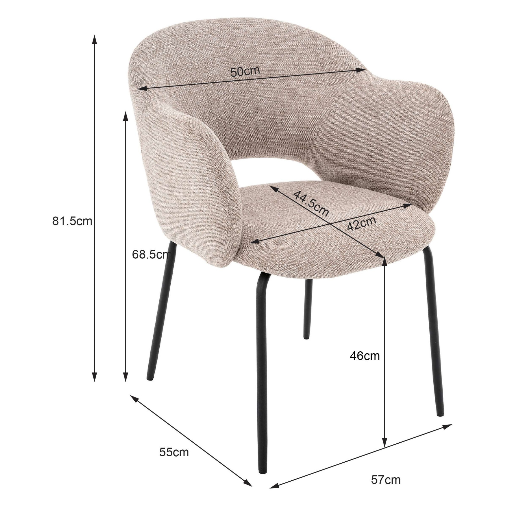 OTTO home Esszimmerstuhl »Friedaa« (Set) 2 Stk.mit schwarzen Metallbeinen, Webstoffbezug, Sitzhöhe 46 cm