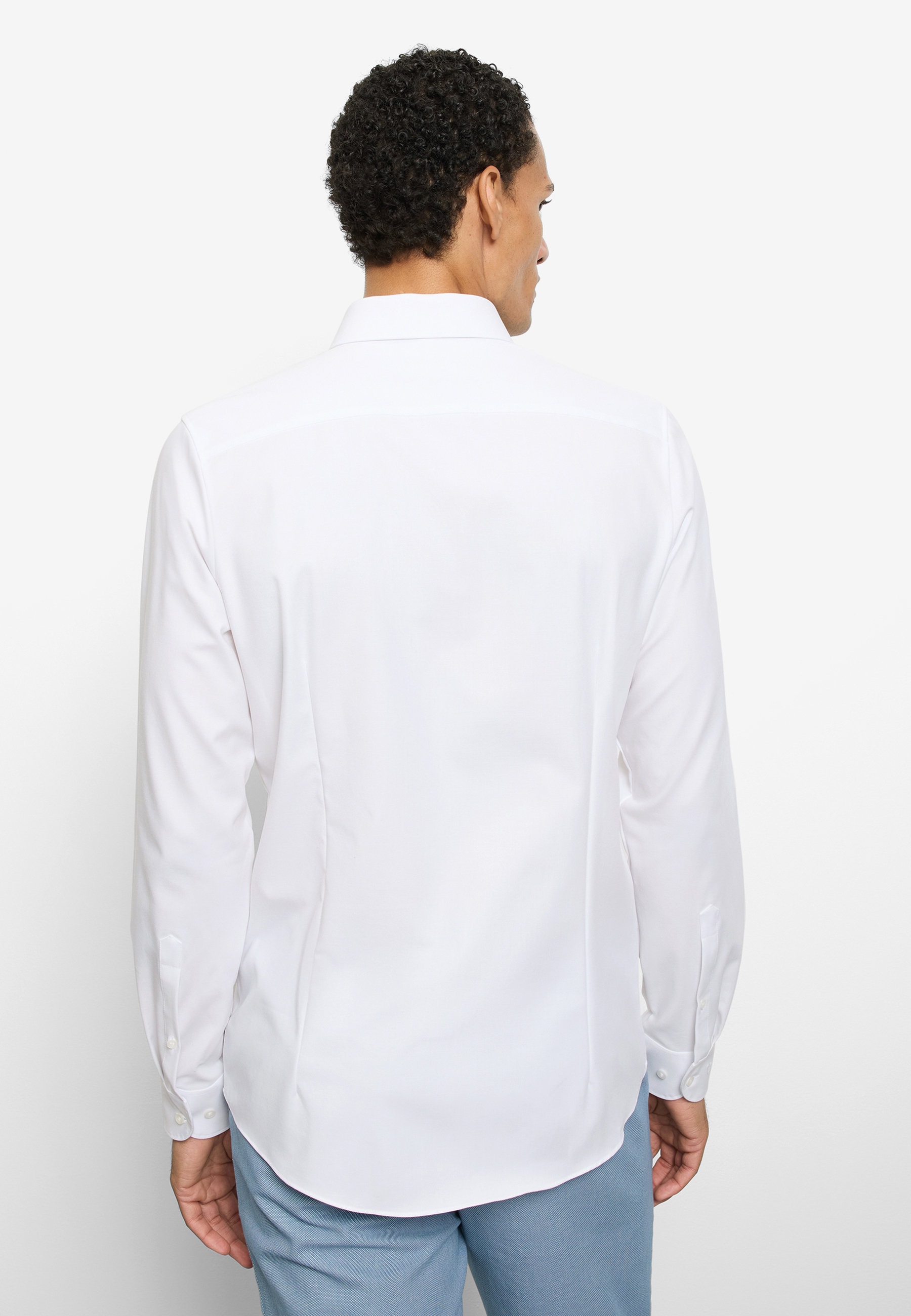 Businesshemd OLYMP "OLYMP Level Five 24/Seven, body fit, Modern Kent", Herren, Gr. 44, Normaler Arm, weiß, 64% Baumwolle, 27% Polyester, 9% Elasthan, Hemden 6