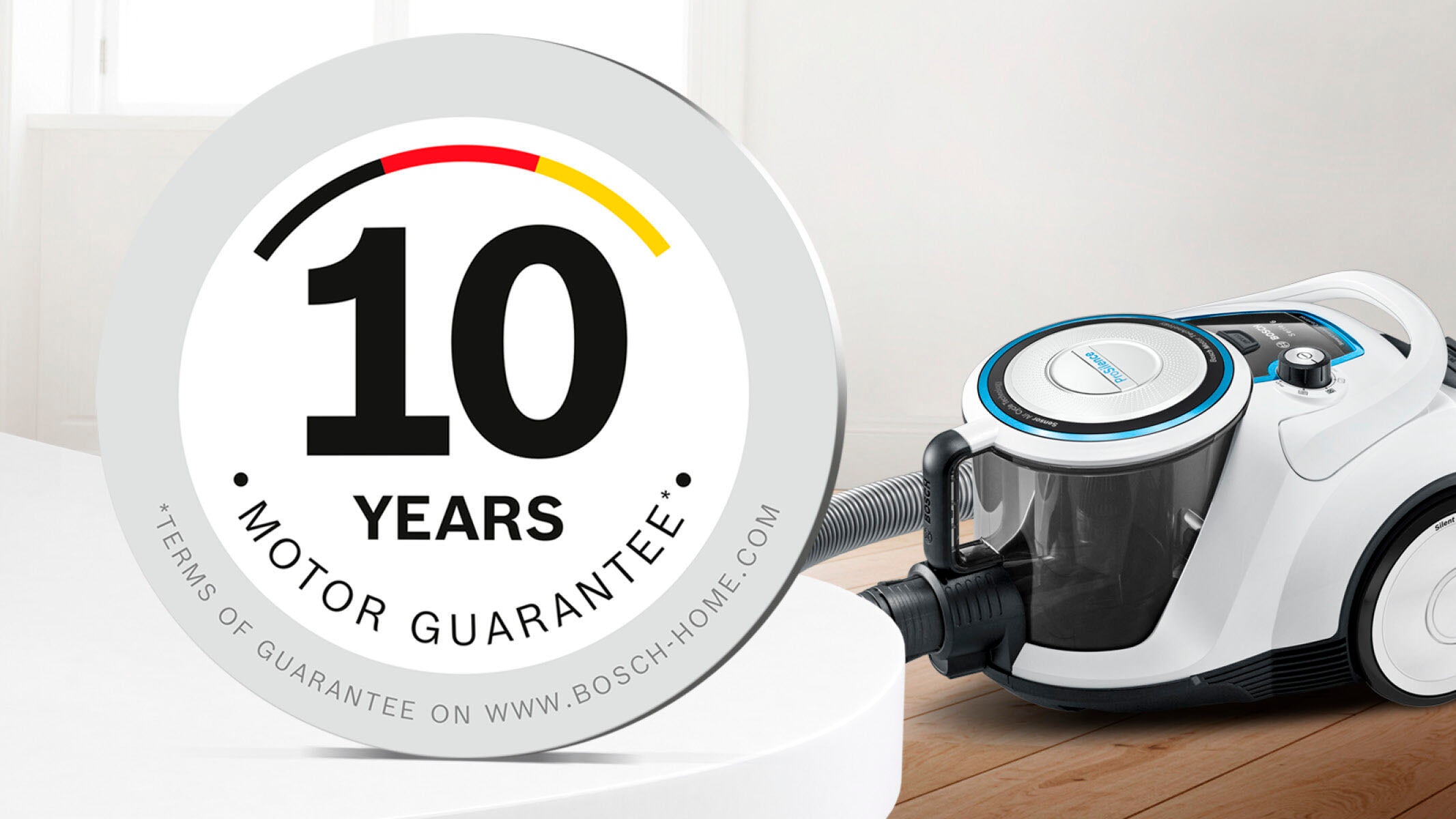 BOSCH Bodenstaubsauger »Serie 6 ProSilence BGC41LSIL, Hygiene-Filter, 10 Jahre Motorgarantie«, 600 W, beutellos, hohe Saugkraft, 2in1 Polster- und Fugendüse, leise, weiß