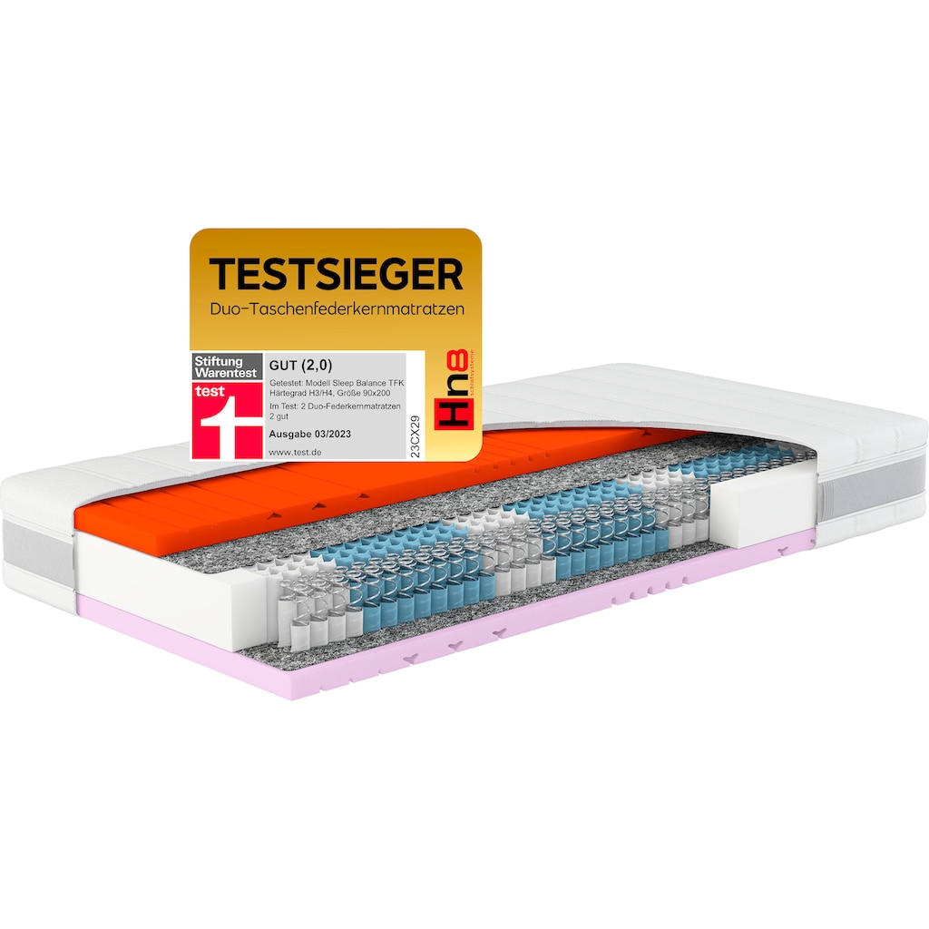 Hn8 Schlafsysteme Taschenfederkernmatratze »Sleep Balance TFK«, 24 cm hoch, Raumgewicht: 40 kg/m³, 500 Federn, (1 St., 1-tlg.)