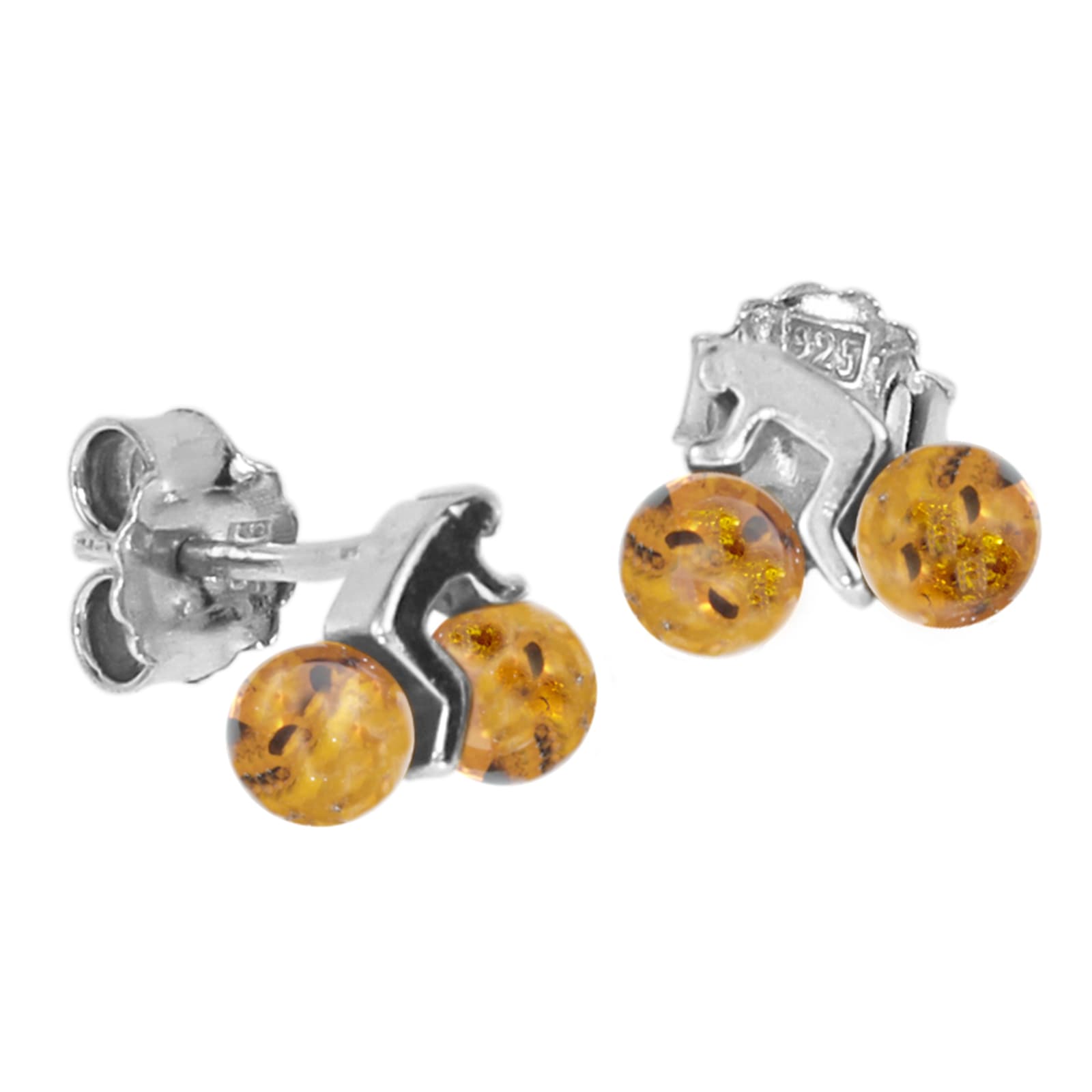 Paar Ohrstecker OSTSEE-SCHMUCK "- Fahrrad - Silber 925/000 - Bernstein" Gr. 9, silber (silber 925, silberfarben, weiß), Ohrringe, Damen, Silber 925 (Sterlingsilber)