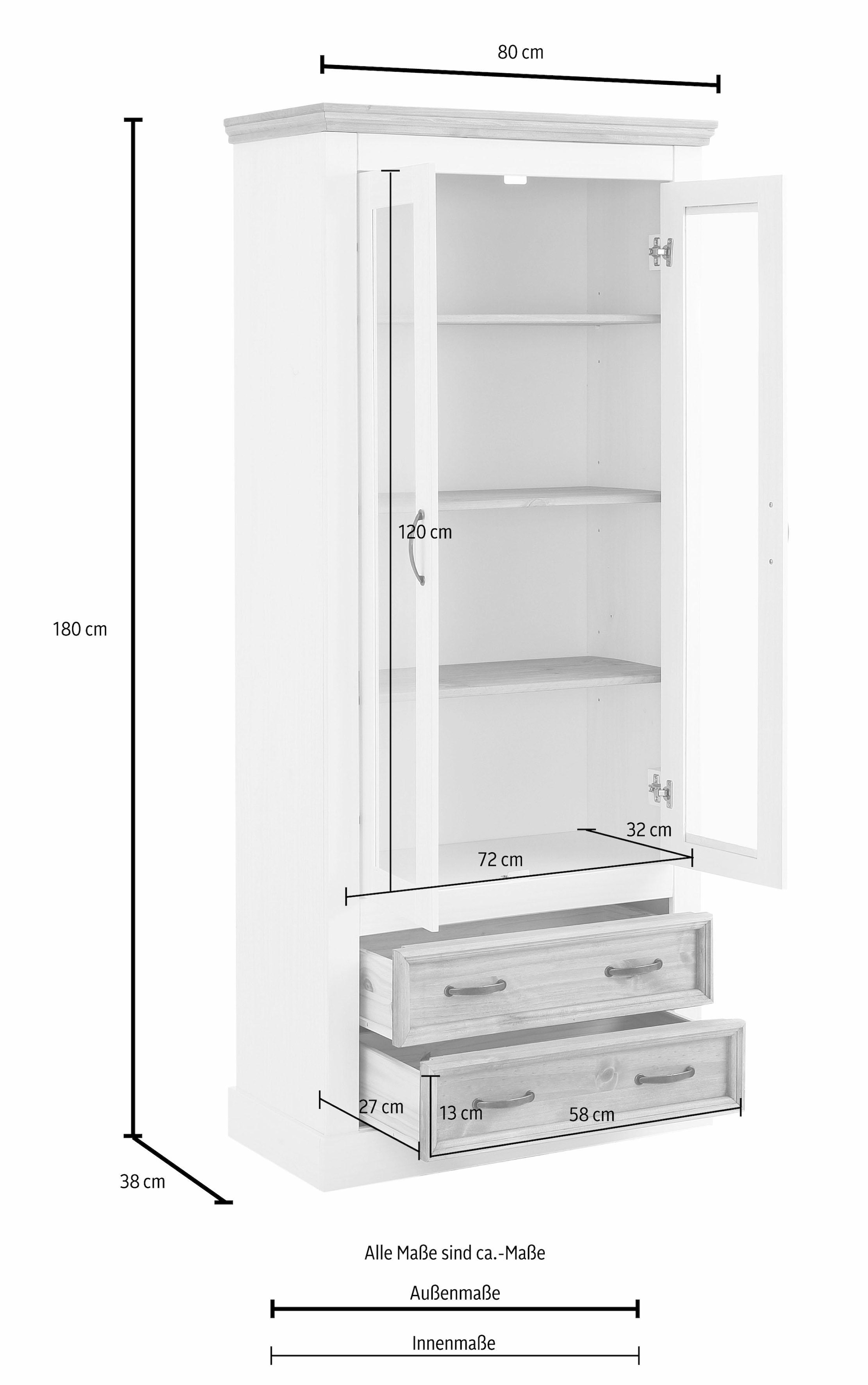 | schöner 180 BAUR mit affaire cm, Home »Selma«, Vitrine Höhe Holzmaserung