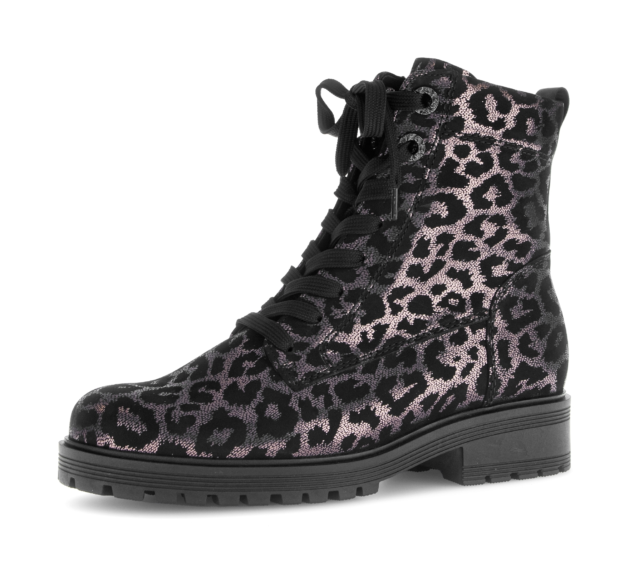 Gabor Schnürstiefelette "PISA", Blocakabsatz, Schnürboots im Animal-Look, K günstig online kaufen