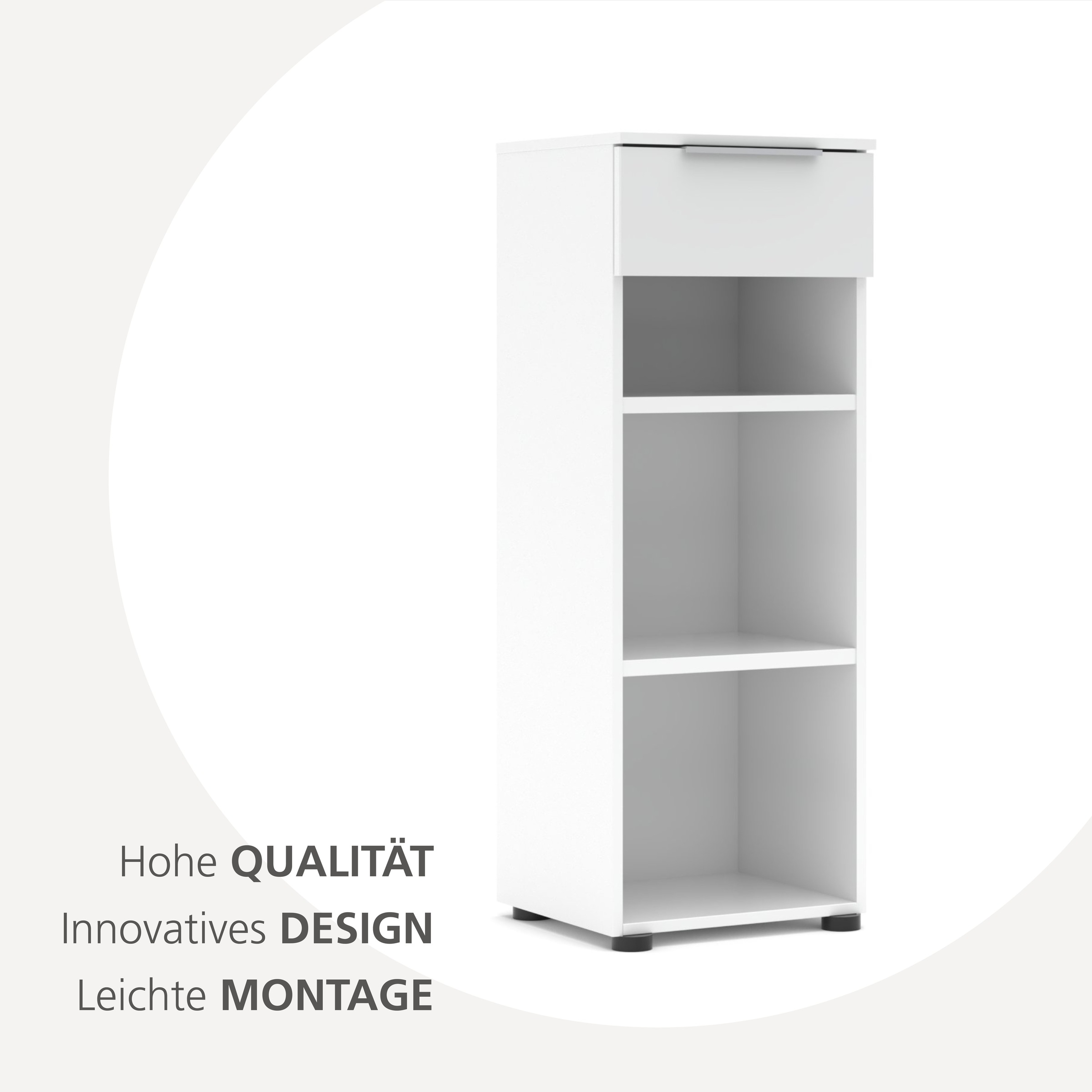 Innostyle Aktenregal »Büroregal Santorin, 40x 110x 38 cm (B/H/T)« 1 Stk. tlg. 1 Schubkasten, 3 offene Fächer, Softclose, Metallgriff