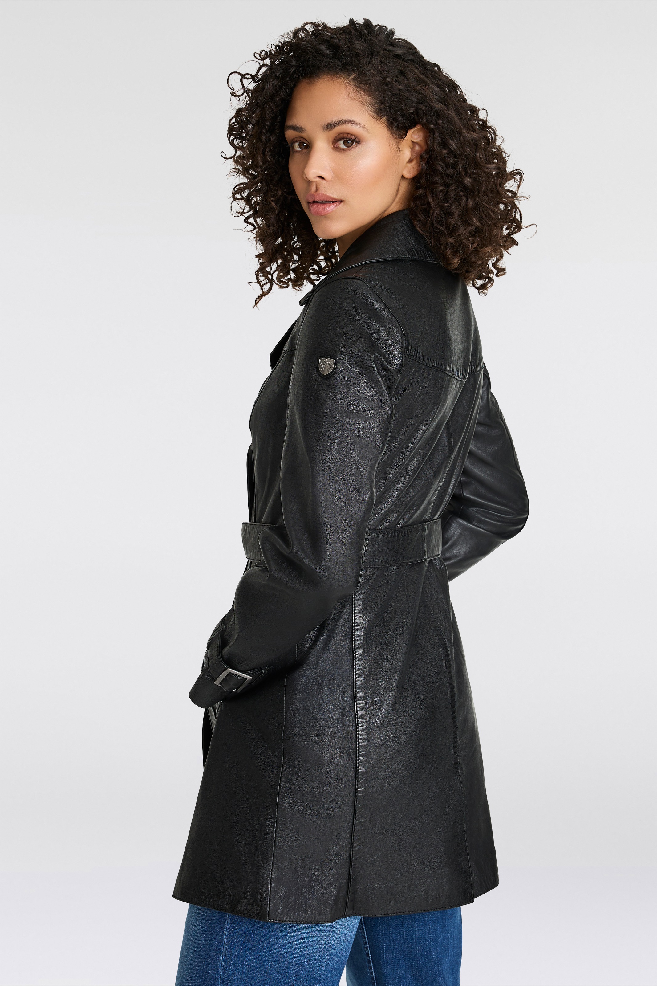 Thumbnail - Mauritius Ledermantel "GWTaresa", 2 Stk. Leder-Trenchcoat mit Bindegürtel