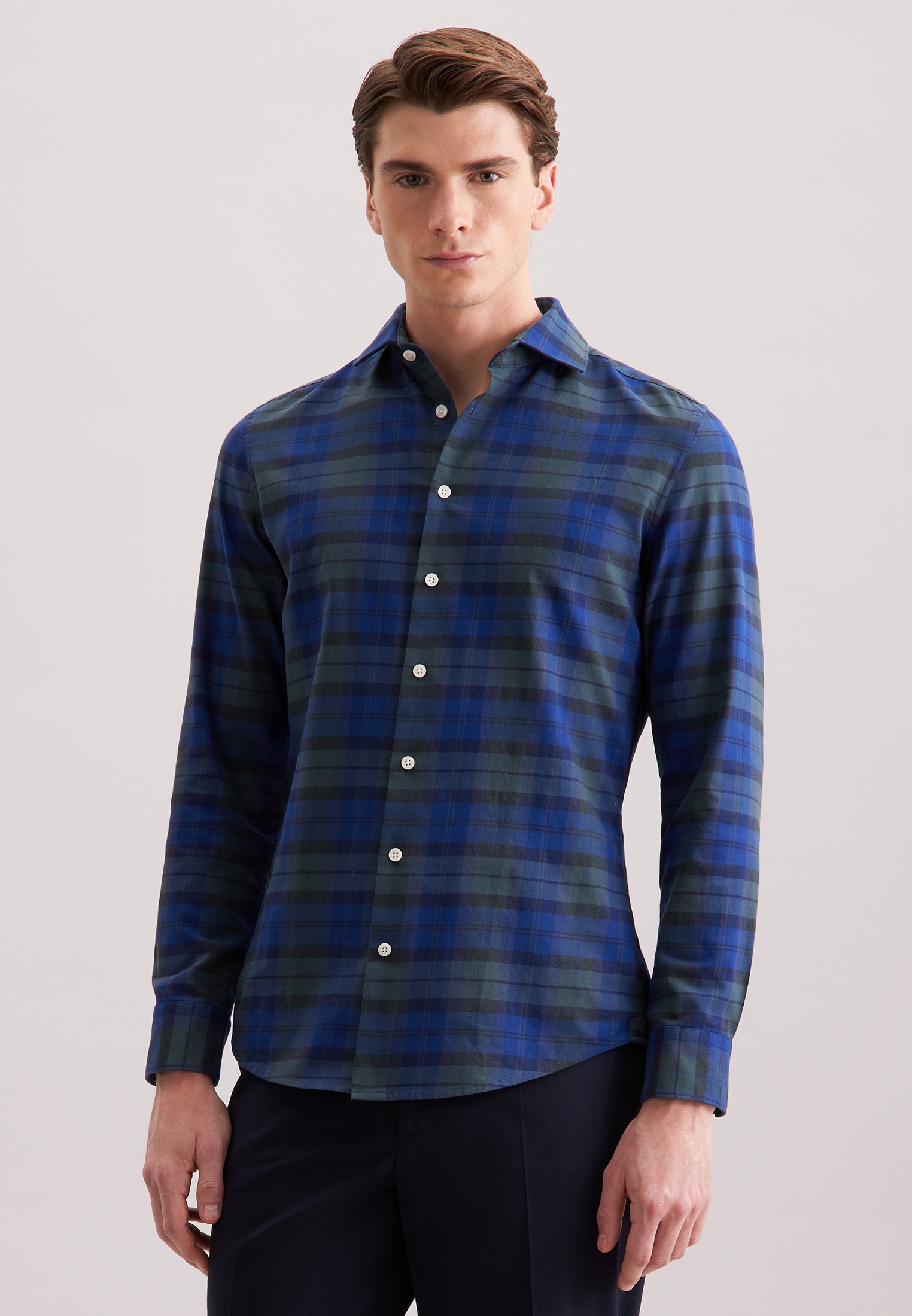 seidensticker Flanellhemd Slim 1/1 Kentkragen Karo günstig online kaufen