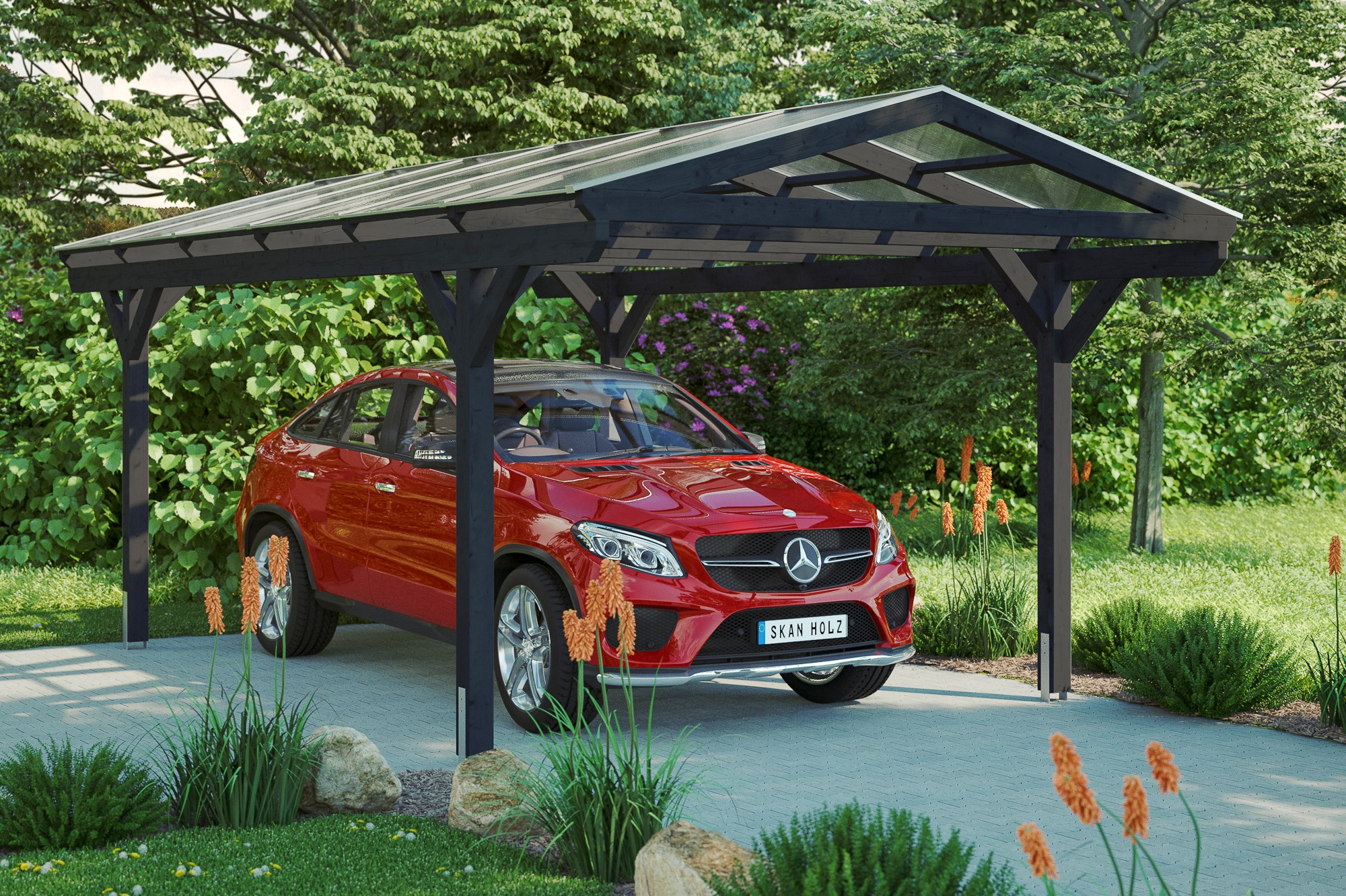 Skanholz Einzelcarport »Westerwald«, Holz, 326 cm, Anthrazit