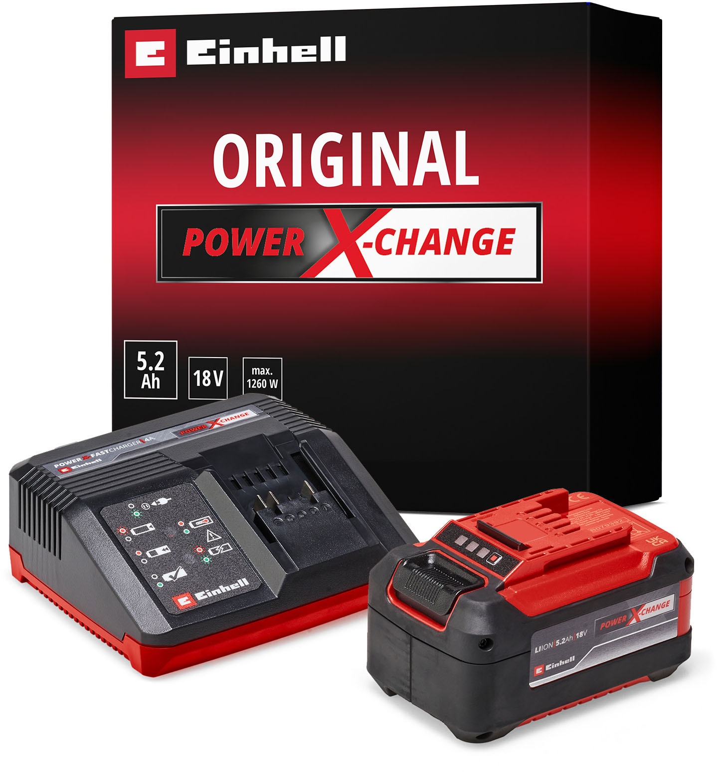 Einhell Akku »PXC-Starter-Kit 5,2Ah & 4A Fastcharger«, 18,0 V, inklusive Schnellladegerät