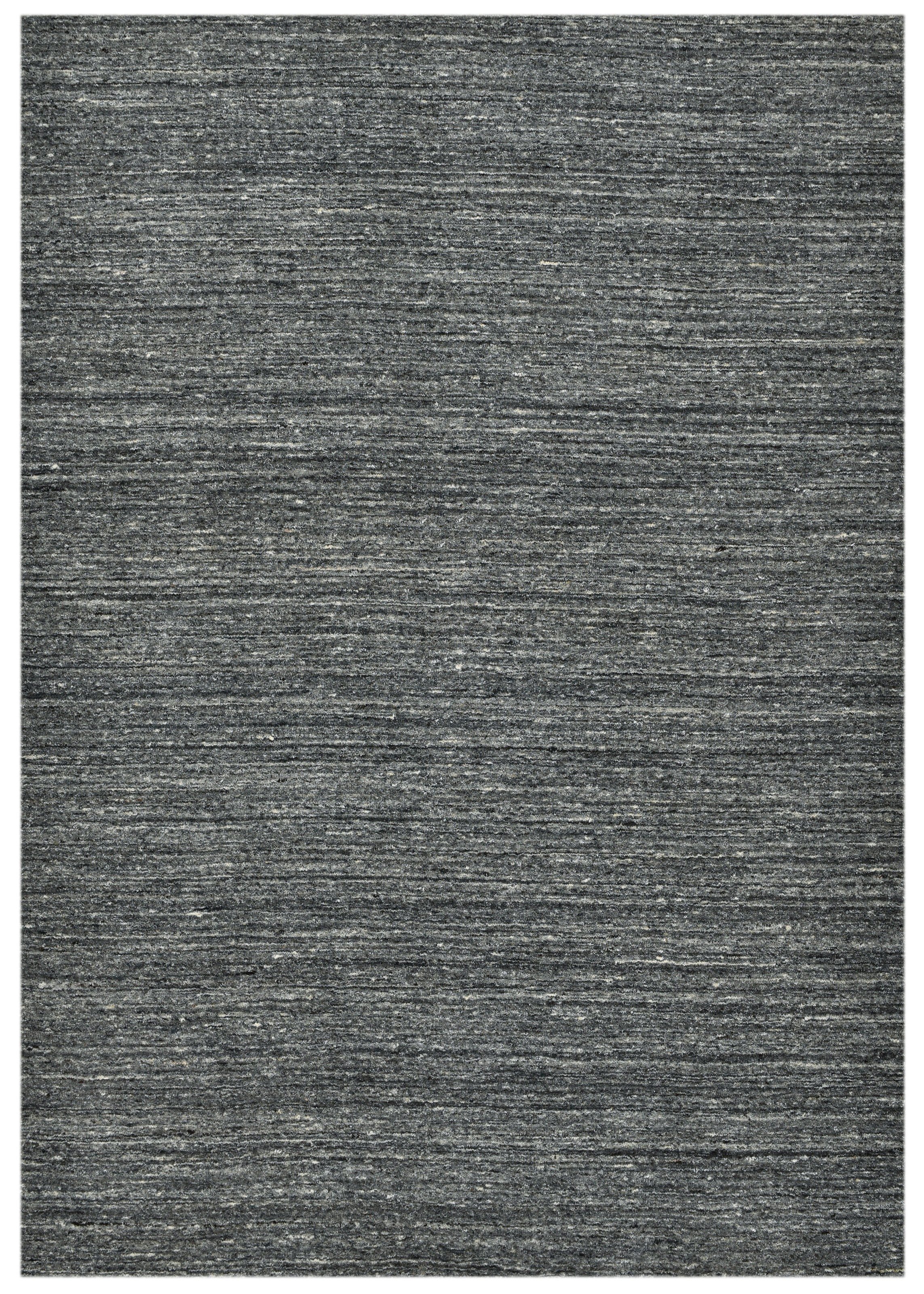 Wollteppich THEKO "Pure UNI", grau (anthrazit), B:60cm H:14mm L:90cm, Schurwolle, Teppiche, Handwebteppich, meliert, reine Wolle, handgewebt