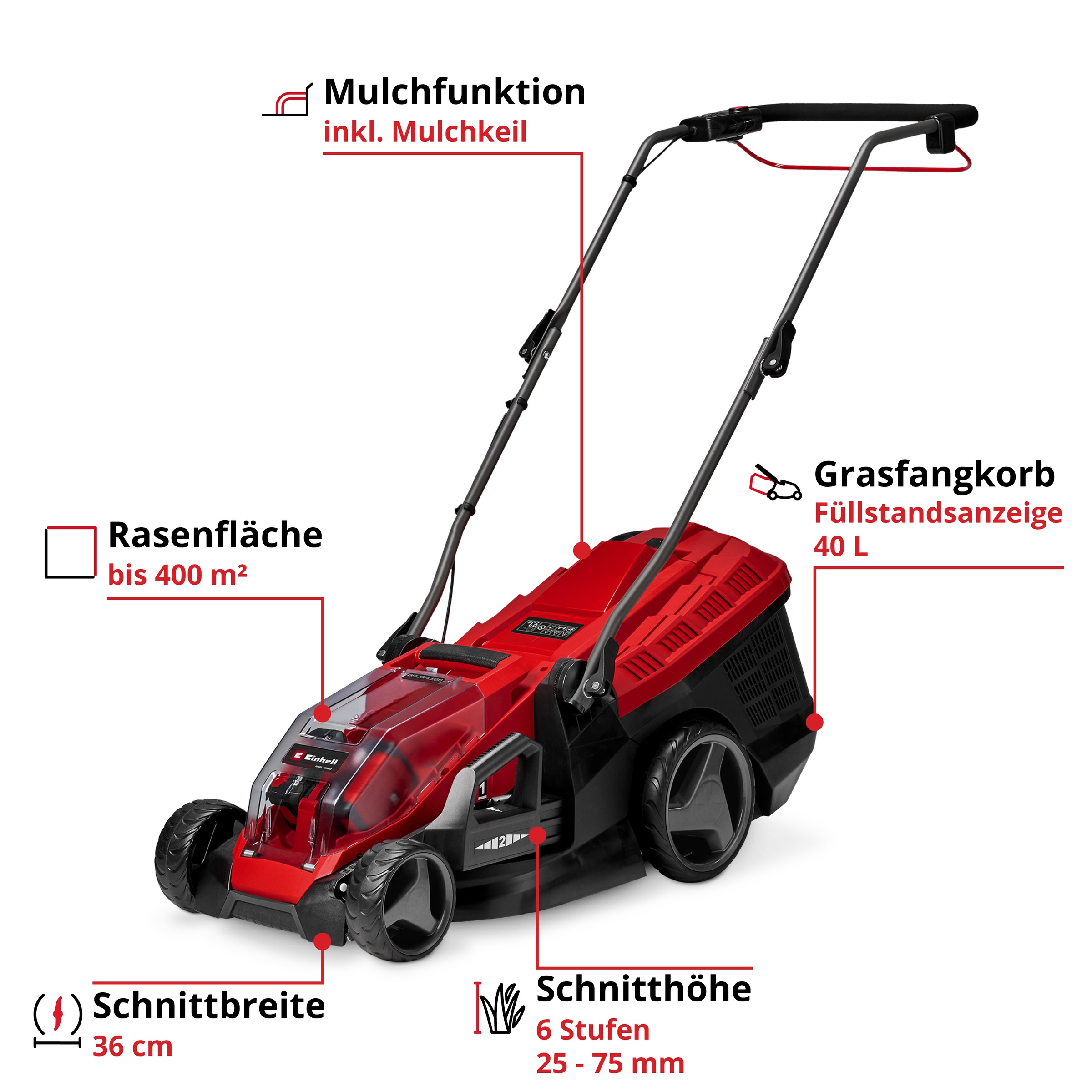 Thumbnail - Einhell Akkurasenmäher "GE-CM 36/36 Li M Kit" 2x4,0Ah