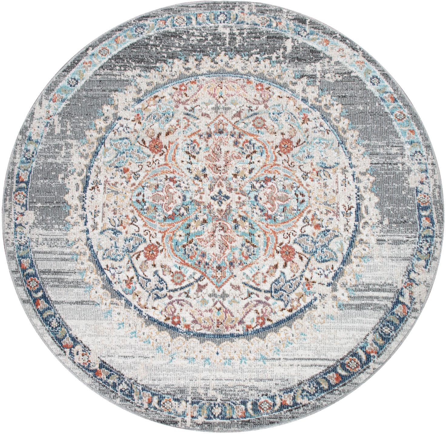 Paco Home Teppich "Torres 271" rund 8 mm Höhe Kurzflor, Orient-Optik, Vintage Design, In- und Outdoor geeignet