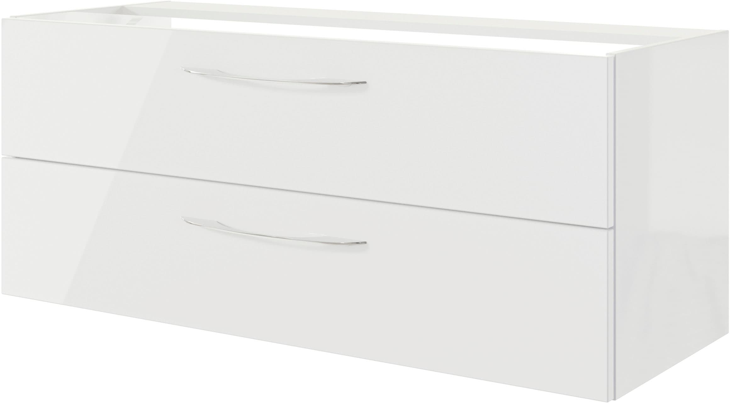 Saphir Badmöbel-Set »Serie 4035 2-teilig, Keramik-Doppelwaschtisch mit LED-Spiegelschrank«, (Set), Doppel-Waschplatz inkl Türdämpfer, 120 cm breit, 2 Schubladen, 3 Türen