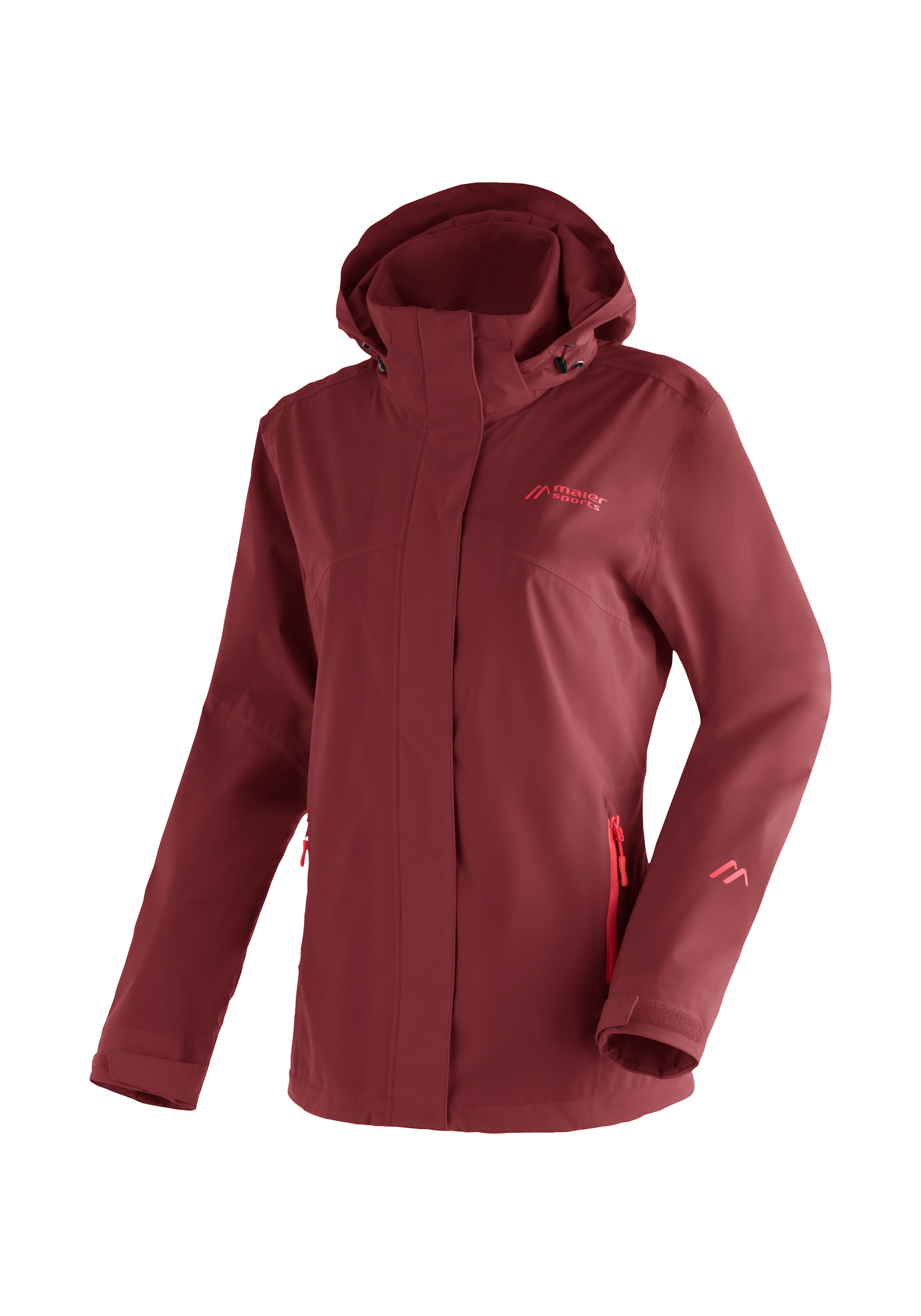 Maier Sports Outdoorjacke "Metor rec W", Damen Regenjacke wasserdicht mit Kapuze, 2 Taschen außen, Innentasche