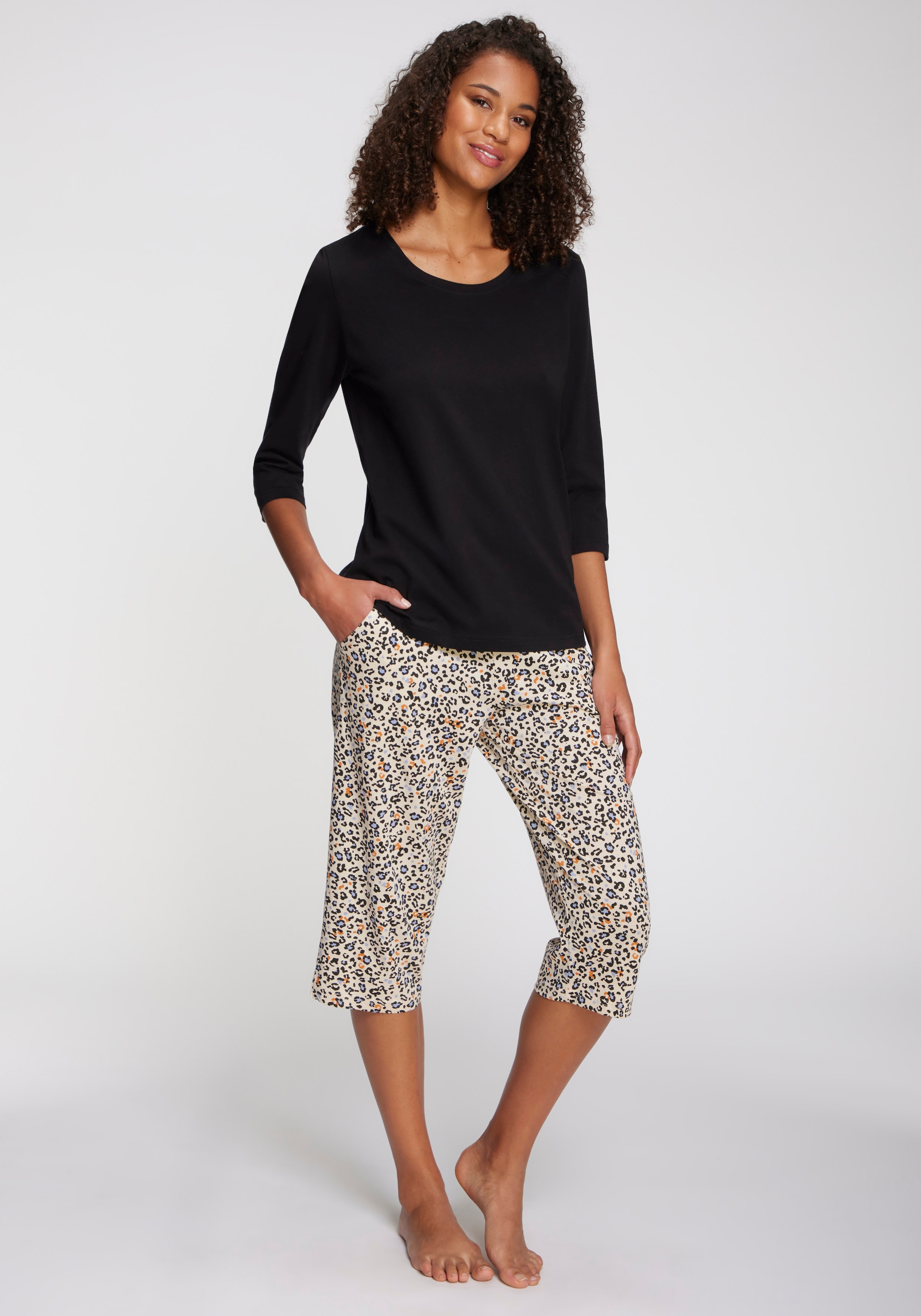 Vivance Dreams Capri-Pyjama, 2 Stk. mit schönem Animalprint günstig online kaufen