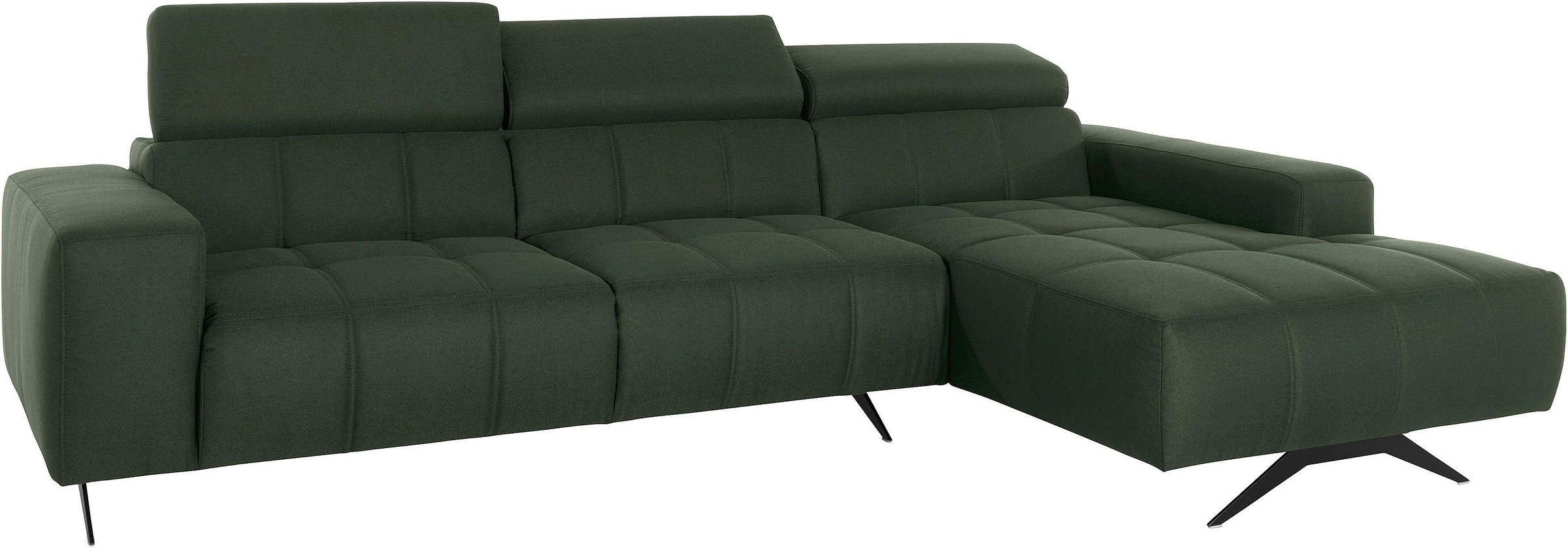 Thumbnail - DOMO collection Ecksofa "Trento L-Form, mit Kufenfuß oder Einzelfuß" wahlweise mit Kopfteilverstellung, Recamiere links/...
