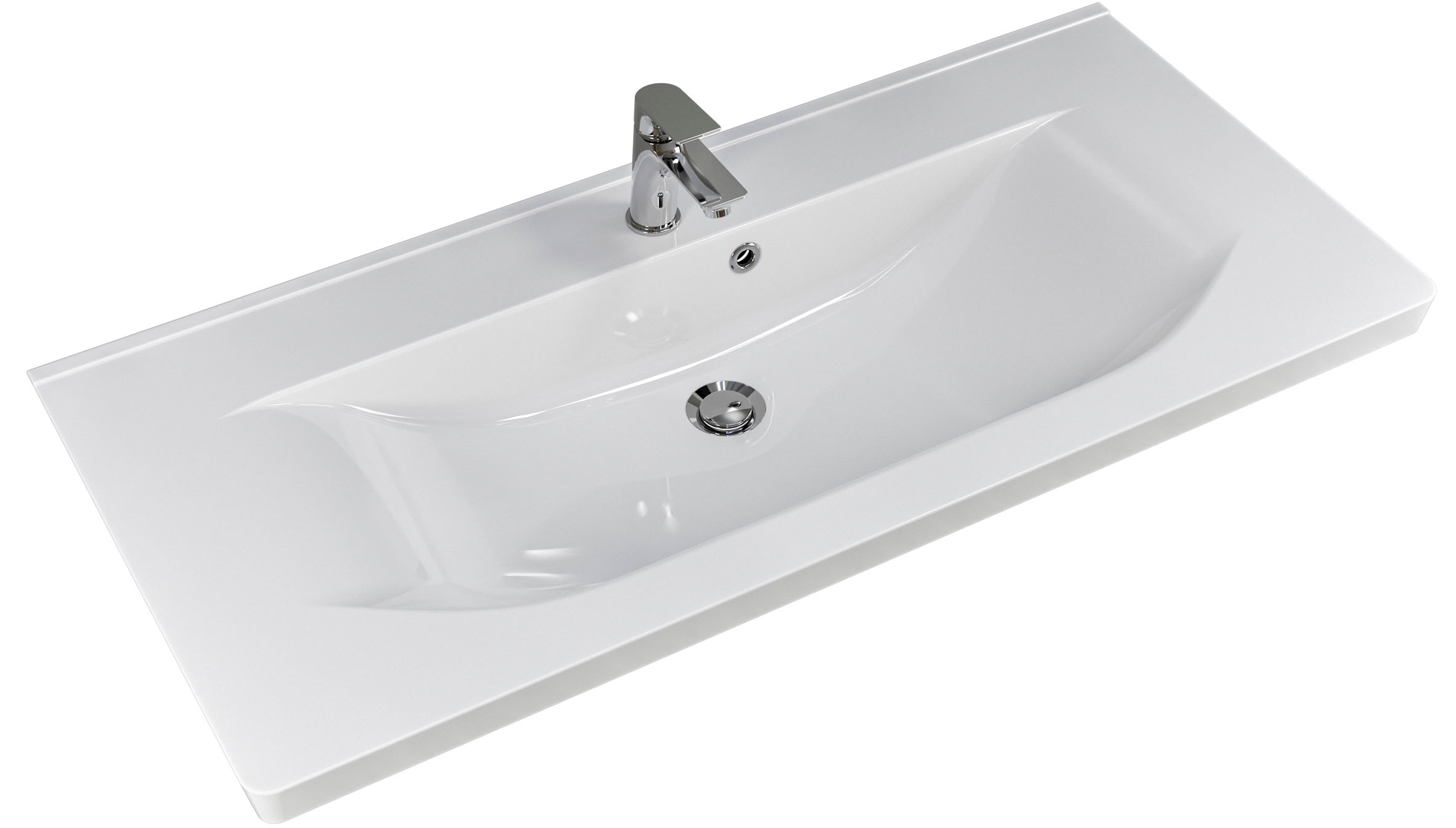 Saphir Badmöbel-Set »Trentino 2-tlg Mineralmarmor-Waschtisch, Spiegelschrank mit LED-Profil«, (3 St.), Badmöbel-Set 110cm breit, inkl. Türdämpfer, 3 Türen, 2 Auszügen