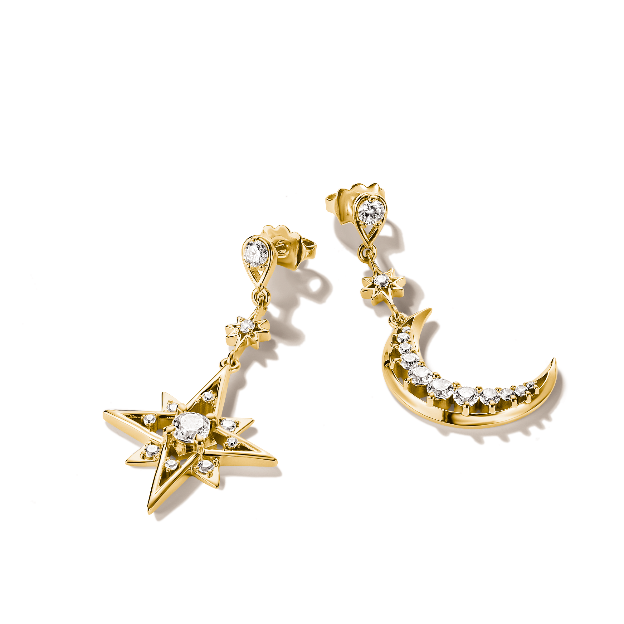 THOMAS SABO Paar Ohrhänger »Midnight Sky Ohrringe gelbgoldfarben« mit Zirkonia (synth.)