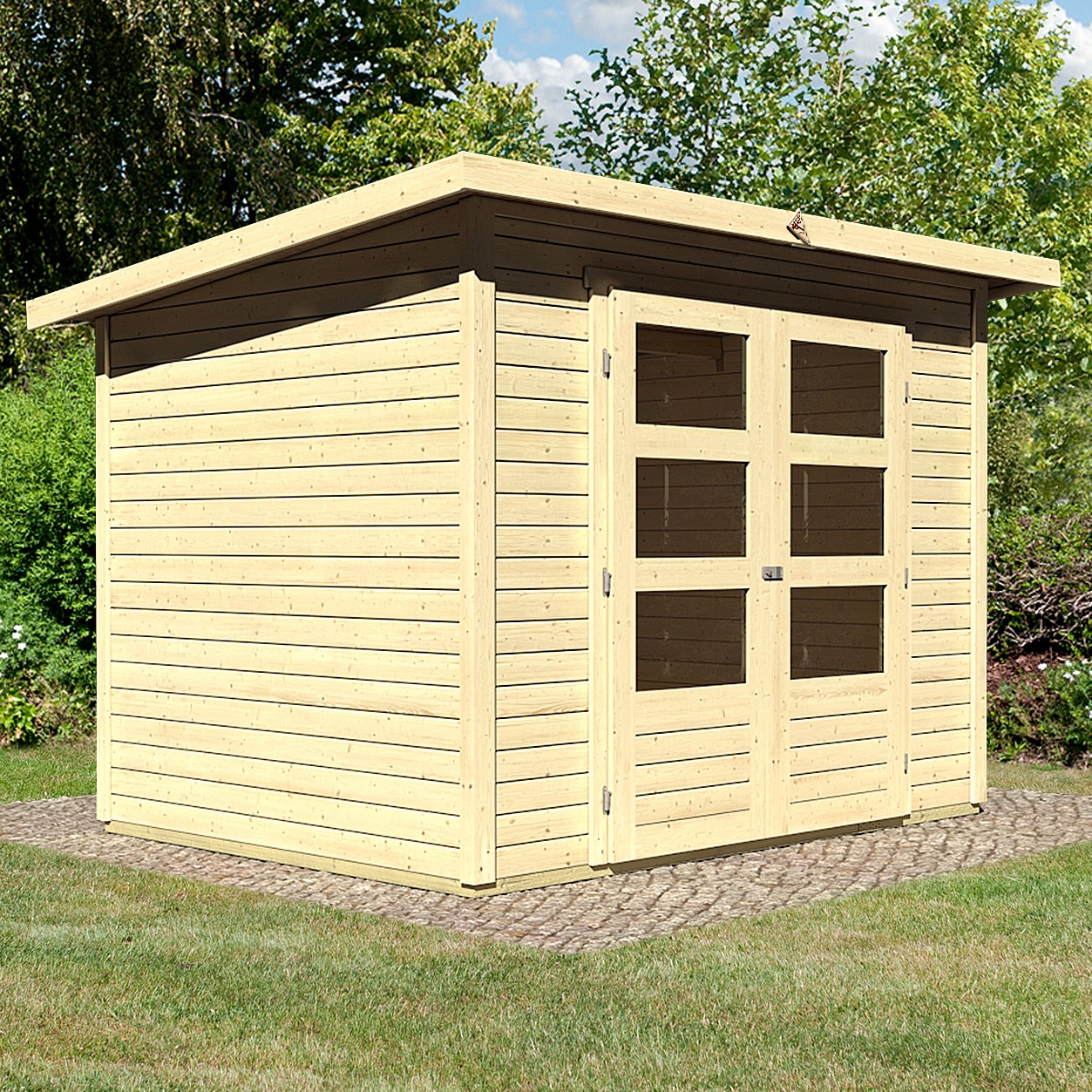 Karibu Gartenhaus "Stockach 3" naturbelassen, terragrau oder anthrazit, Made in Germany