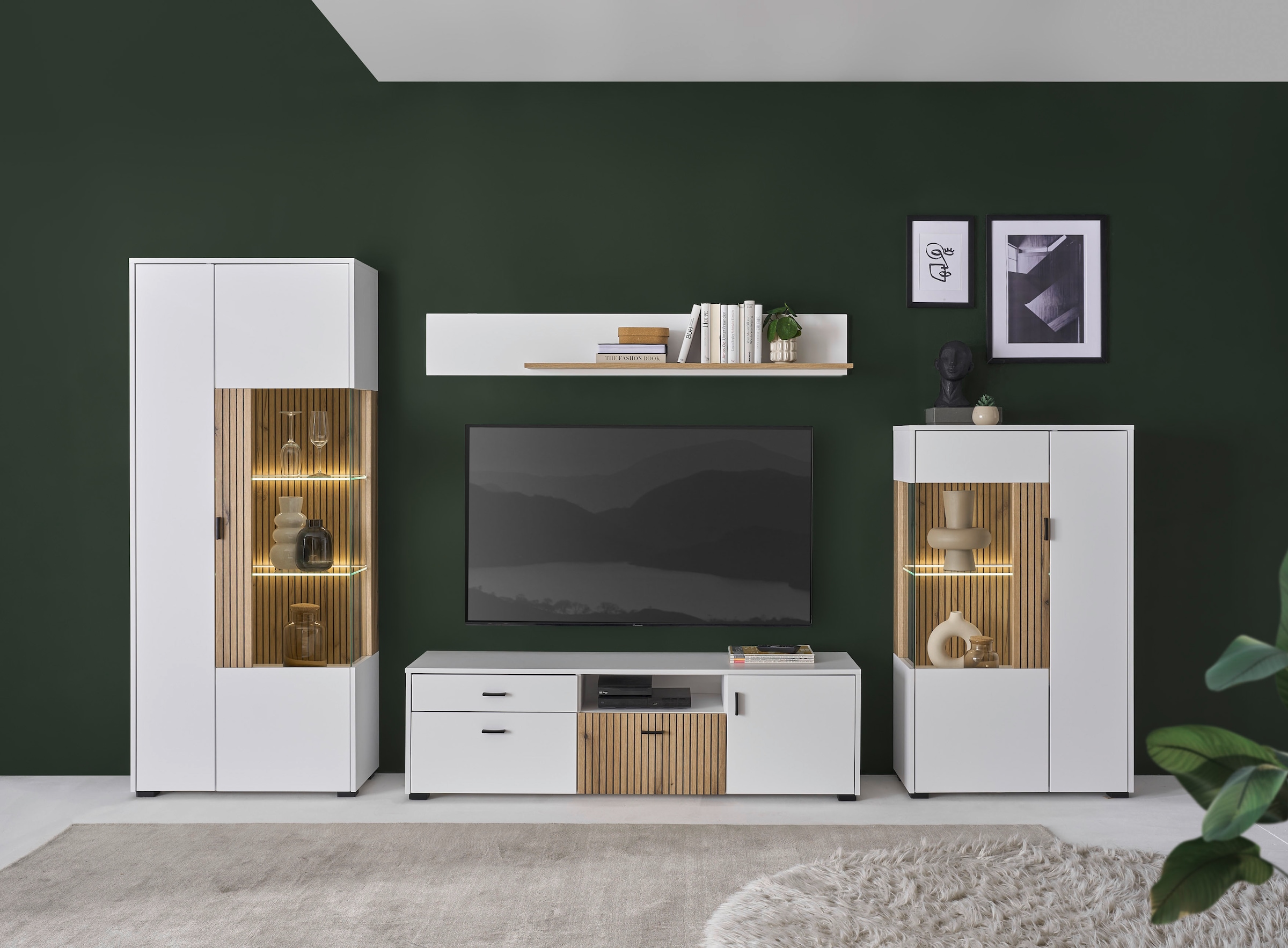 INOSIGN Wohnwand "HUDSON" Set, 4 Stk. tlg. mit moderner Rillenoptik, Griffe günstig online kaufen