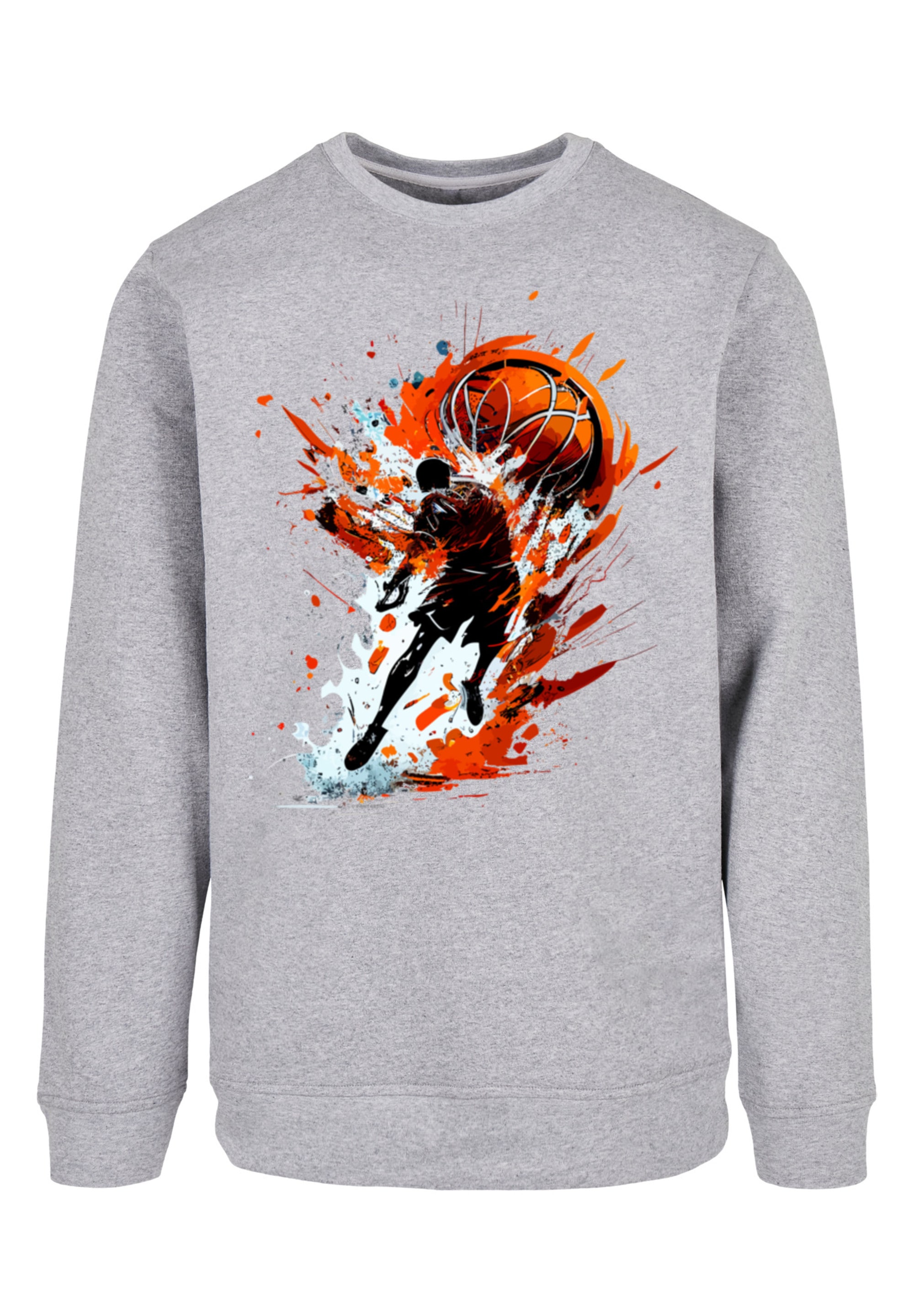 F4NT4STIC Kapuzenpullover »Basketball Splash Orange Sport CREW«, Print