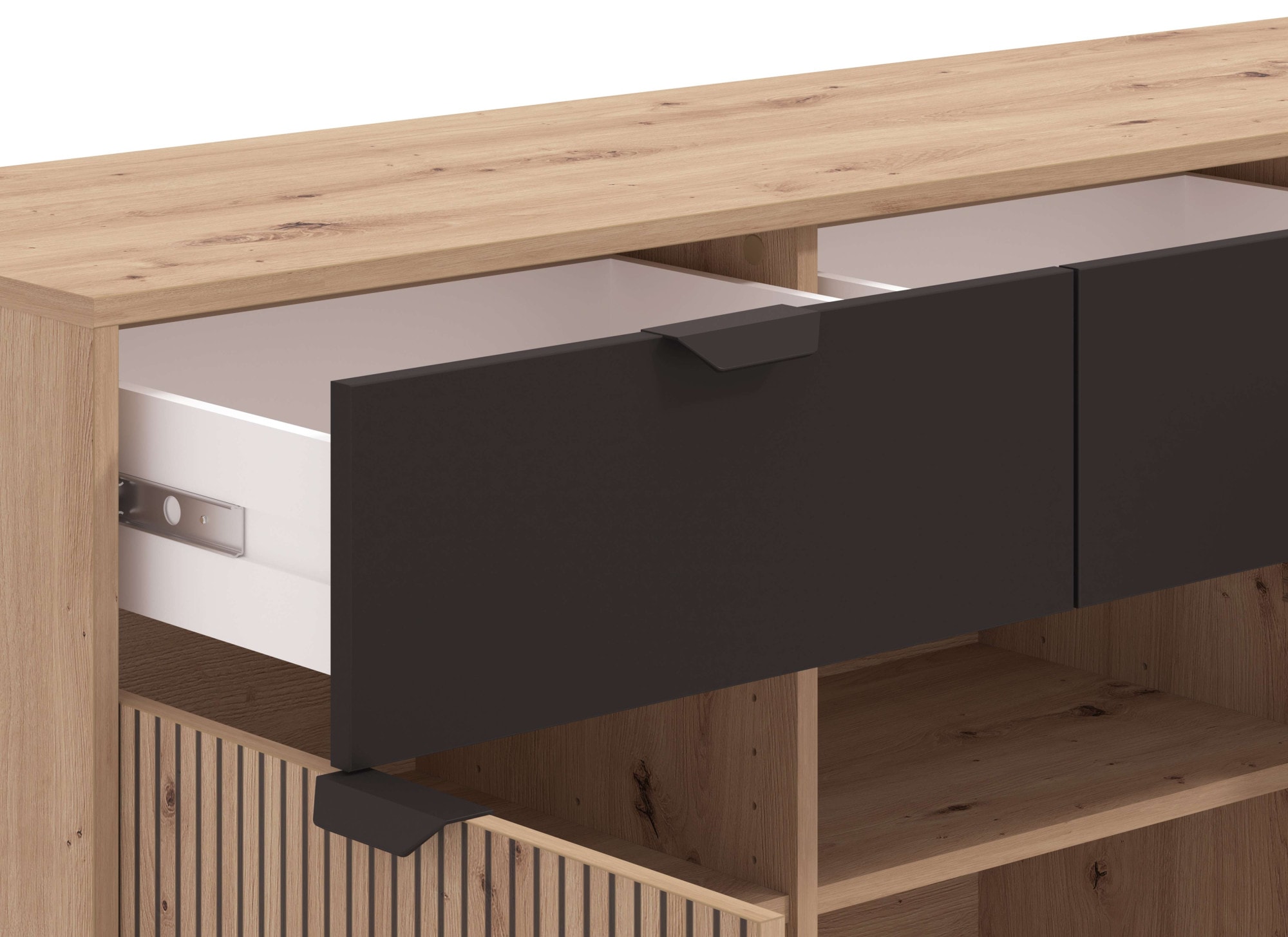 Home affaire Kommode »Mayenne Sideboard, Schubladenschrank, Kommode, Anrichte, Breite 157cm«, Wohnzimmermöbel, Schlafzimmermöbel, mit Drehtüren und drei Schubladen
