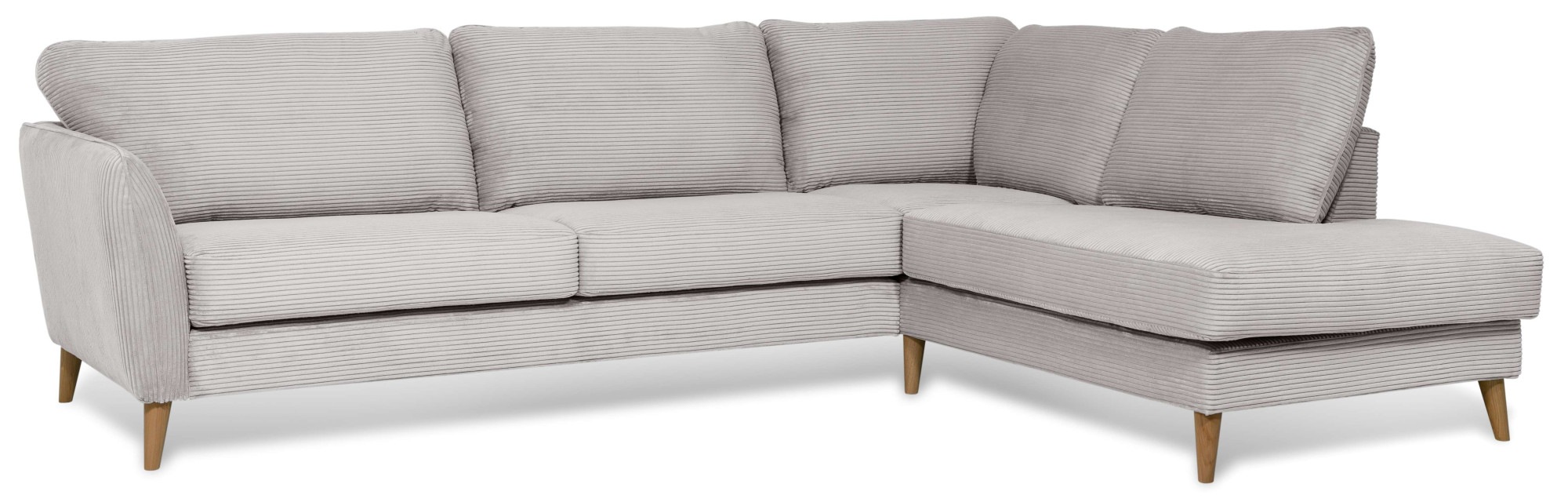 Home affaire Ecksofa »MARSEILLE 278/202 cm, L-Form, Ottom. rechts/links, verschiedene Bezüge«, Massivholzbeine Eiche, Landhausstil, Wellenunterfederung