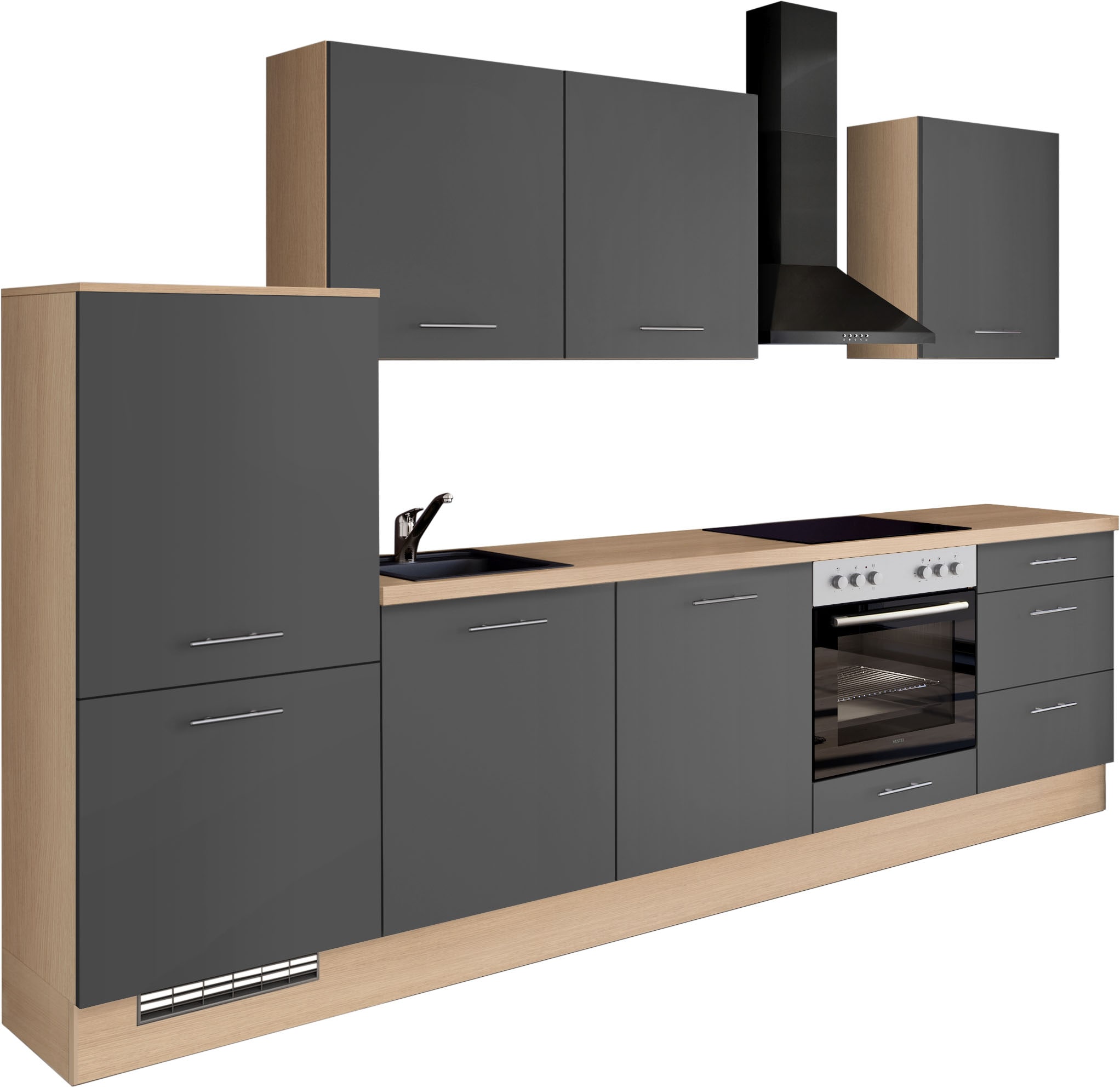 IMPULS KÜCHEN Küchenzeile ""Kopenhagen", Ausrichtung wählbar, Schubkästen mit Soft-Close" Set, vormontiert, wahlweise mit E-Geräten, Breite 300 cm