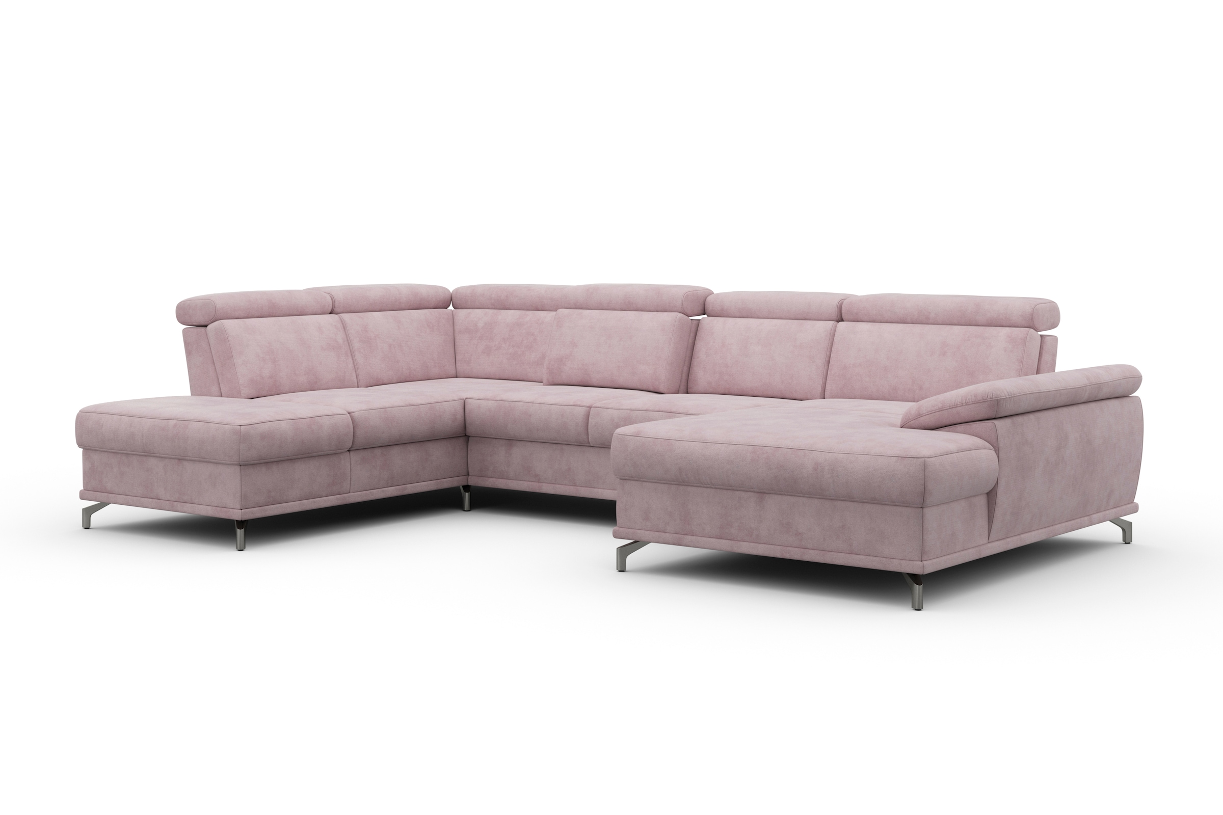 sit&more Wohnlandschaft »Cabrio U-Form, mit Sitztiefenverstellung, Arm- und Kopfteilverstellung«, 3 Nierenkissen, Federkern, optional Bettfunktion und Stauraum